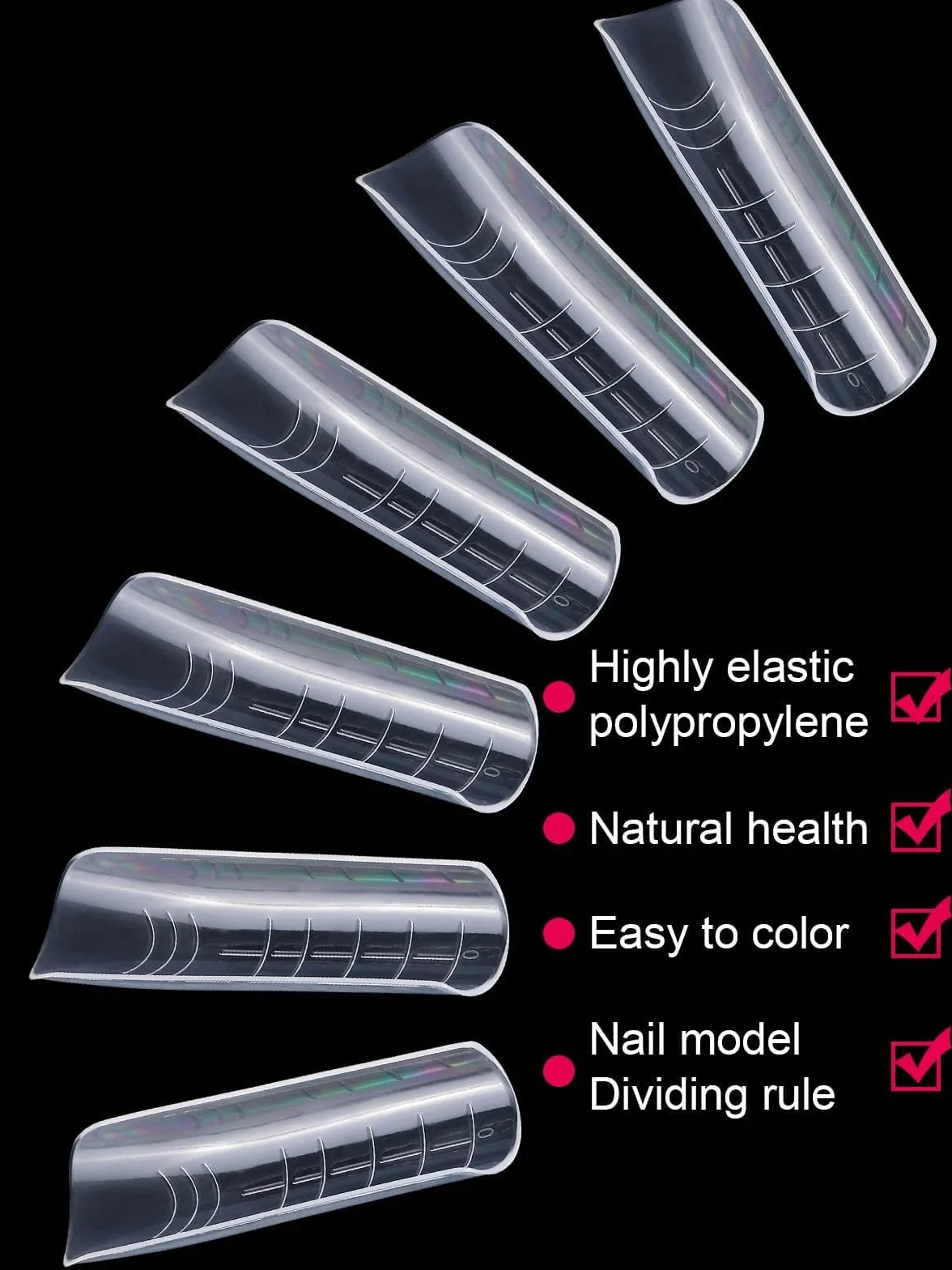 EBANKU Faux Ongles Capsule Ongles Acrylique,120PCS Unghie copertura completa Punte per Unghie in Acrilico Strumenti per l'estensione delle Unghie Forme per Unghie per Nail Aart, con Scala Graduata
