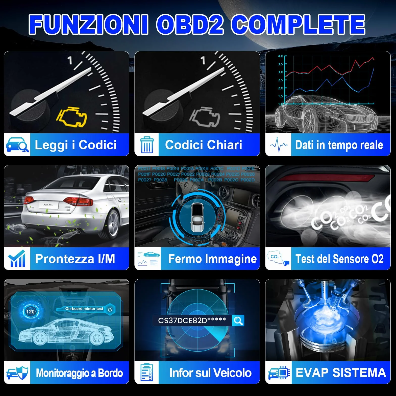 LAUNCH CR300 OBD2 Diagnostica Auto Multimarca Lettore Errore Motore Professionale