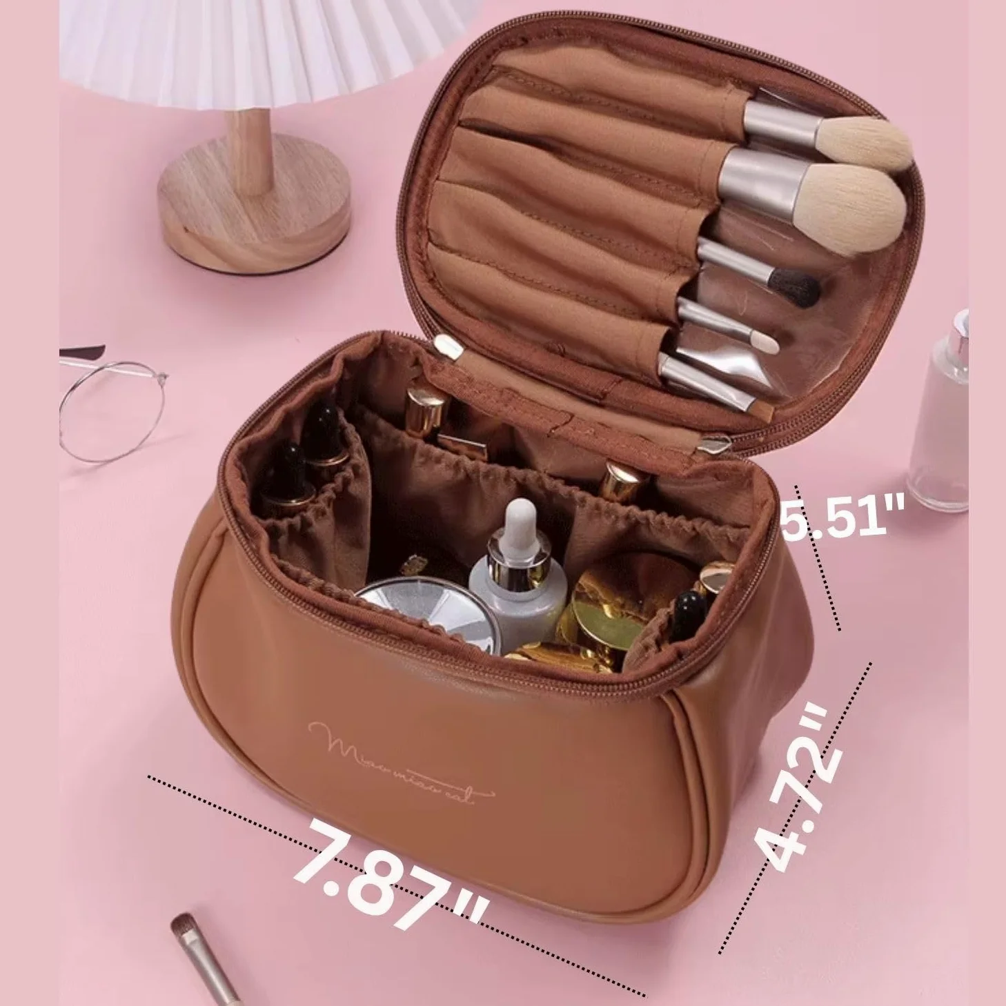Set di 24 pennelli da trucco professionali con custodia da viaggio in pelle PU di alta qualità, morbide setole vegane, kit di pennelli per trucco viso e occhi, per donne e ragazze, borsa compatta