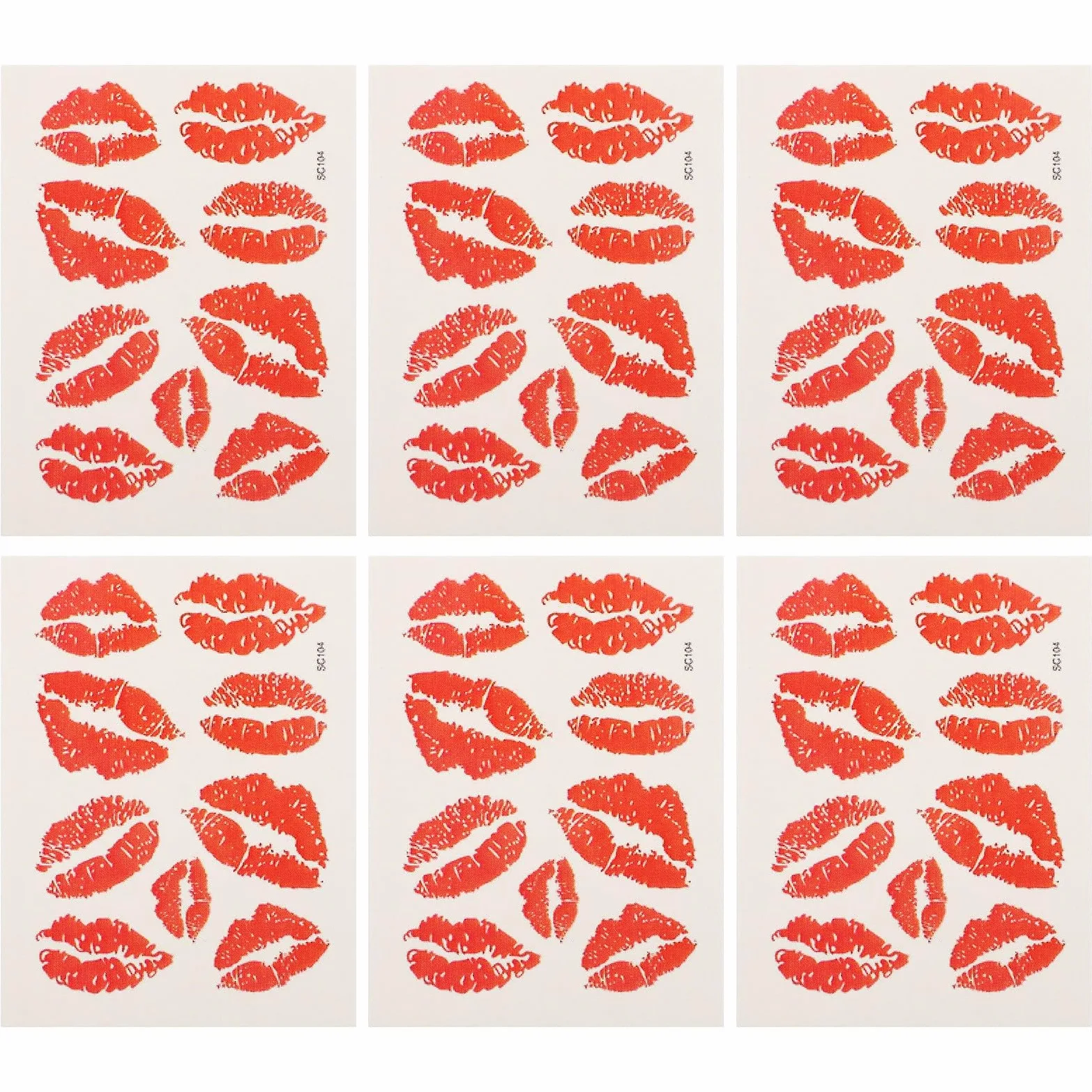 FRCOLOR 6 Tatuaggi Temporanei a Forma di Labbra Rosse per San, Adesivi Temporanei Impermeabili per La Festa di San
