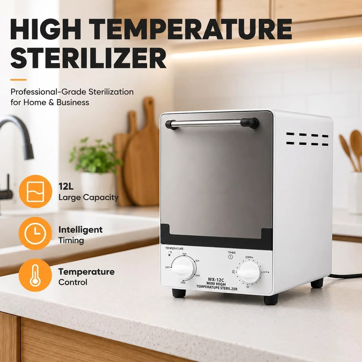 Sterilizzatore per autoclave a infrarossi, 12 l, con controllo del tempo e della temperatura regolabili, sterilizzatore a vapore ad alta temperatura per unghie, strumenti di bellezza, saloni di