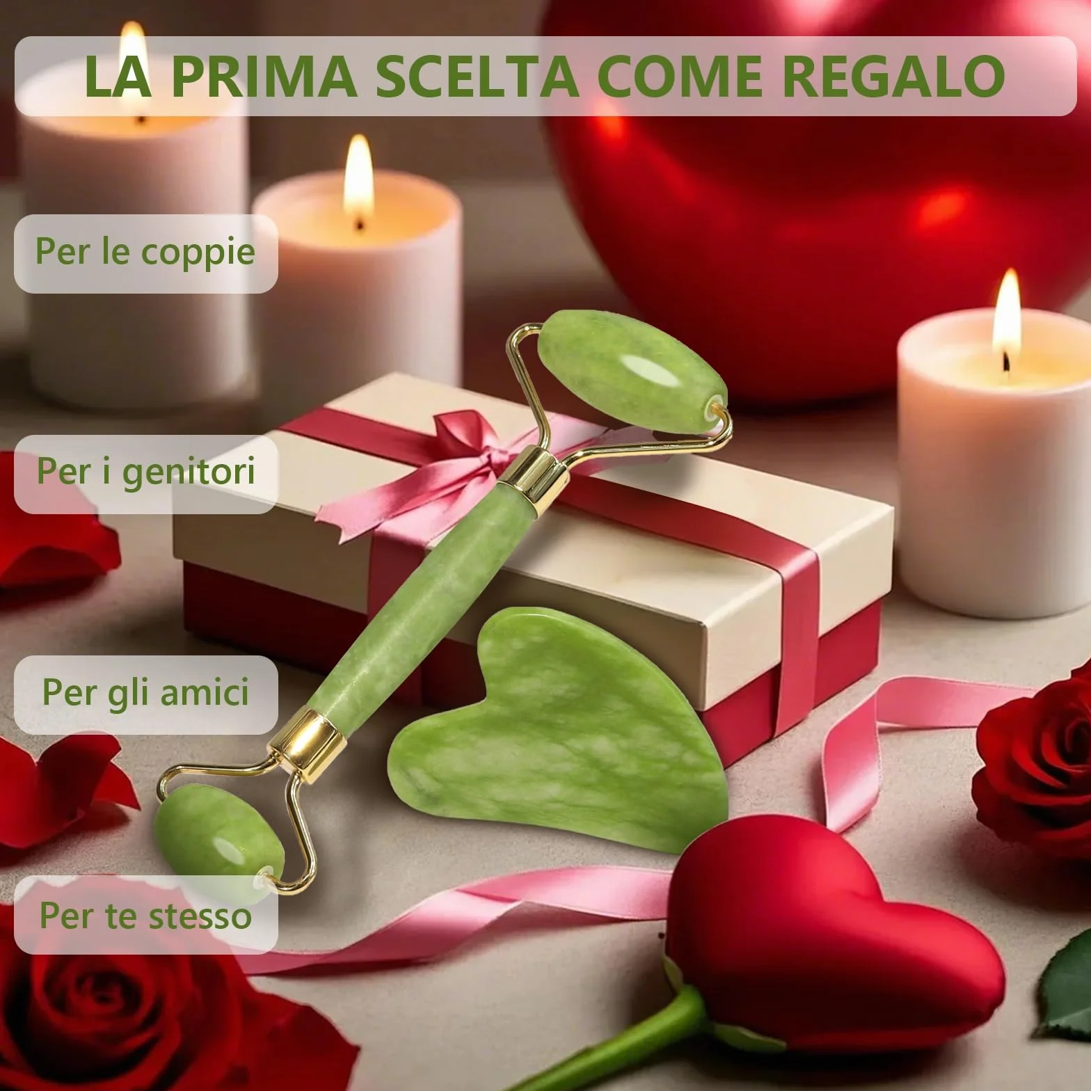 GUGUG Gua Sha Viso Rullo di Giada Massaggiatore per Lenire la Pelle