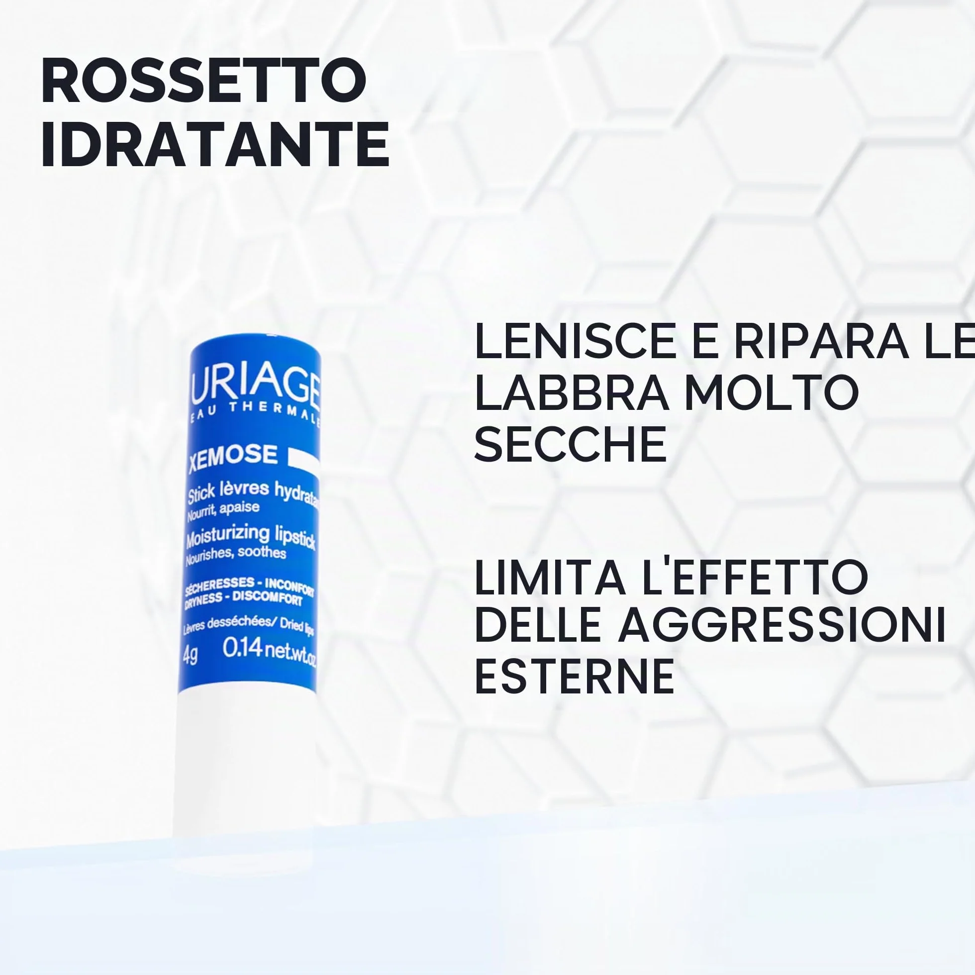 Uriage Xemose Balsamo labbra con Acido Hyluronico, Burro di Karitè e Vitamina C - Balsamo lenitivo molto morbido per molto secche e sensibili - Idratazione intensa e protezione per le labbra