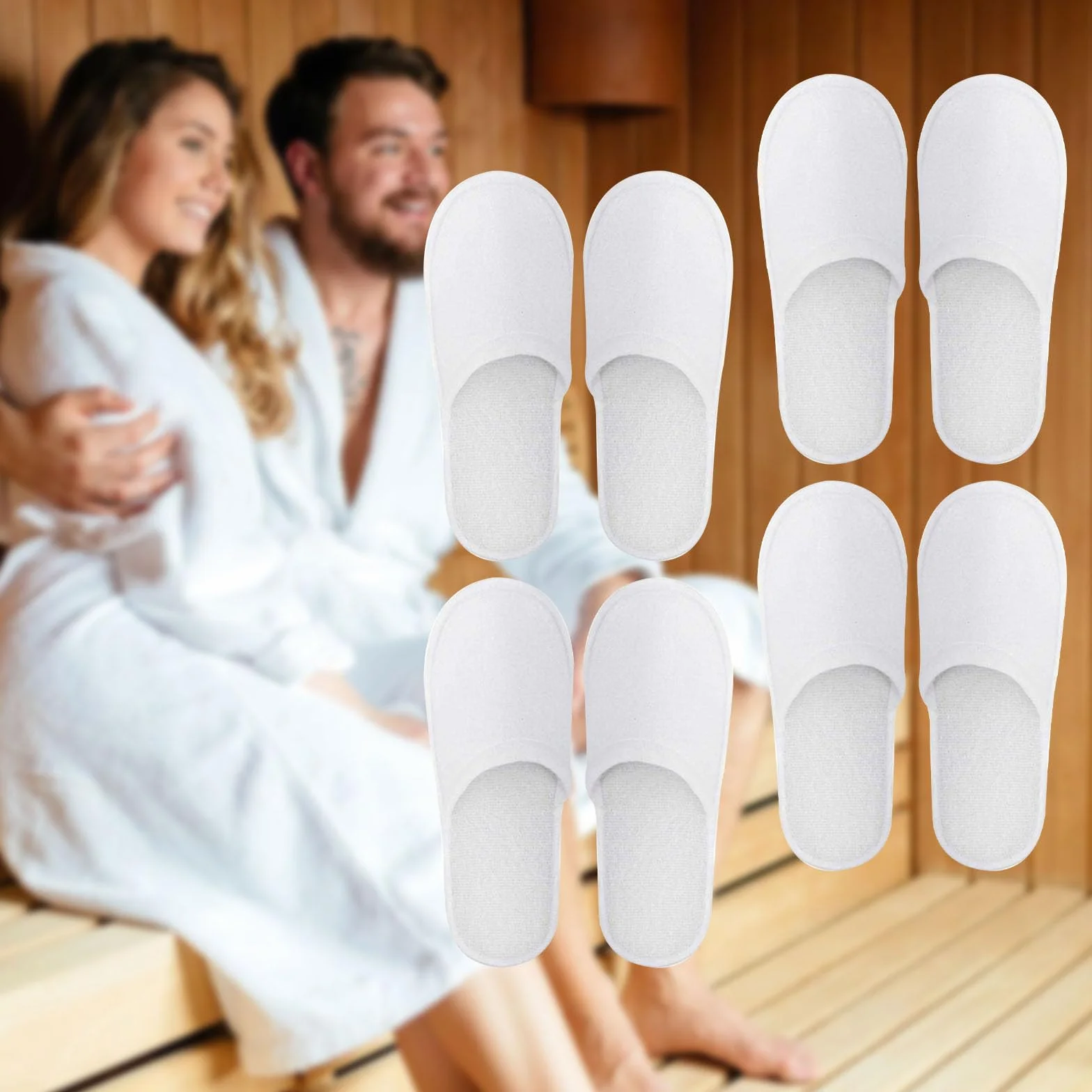 Comioke Pantofolea e Getta Antiscivolo, Pantofole Chiuse, Pantofole in Spugna Premium, Ciabatte Monouso per Hotel, Spa, Casa, Viaggi, Unisex, Lavabili, Misura Universale, 4 Paia