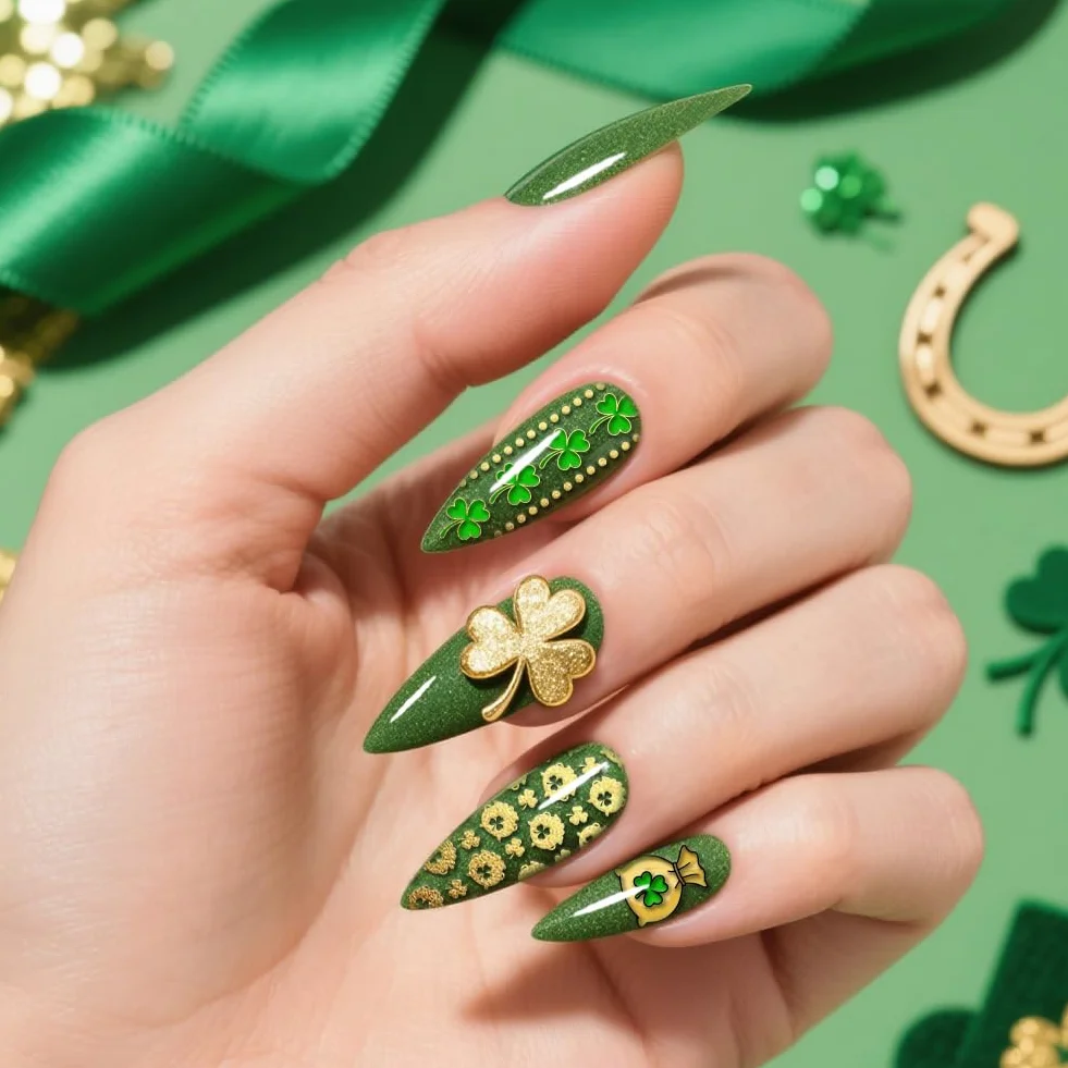 PH PandaHall 5 piastre per stamping per unghie di San Patrizio Lucky Shamrock Nails modelli artistici arcobaleno gnomo unghie immagine timbro trifoglio cappello unghie stencil arte per stampa fai da