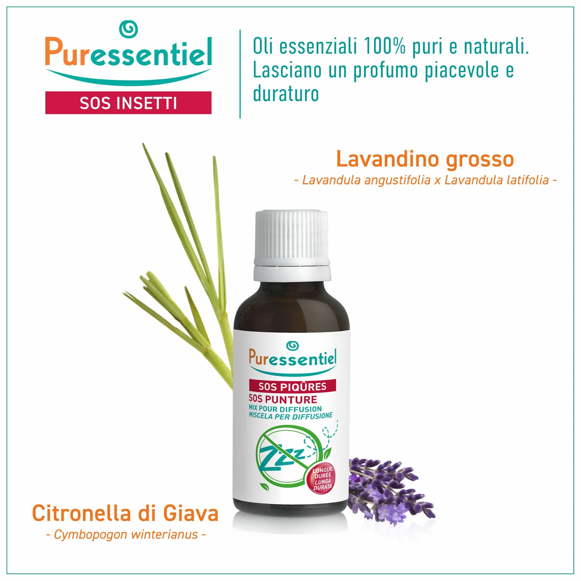 Puressentiel SOS PUNTURE Oli Essenziali 100% puri naturali antizanzare 30 ml