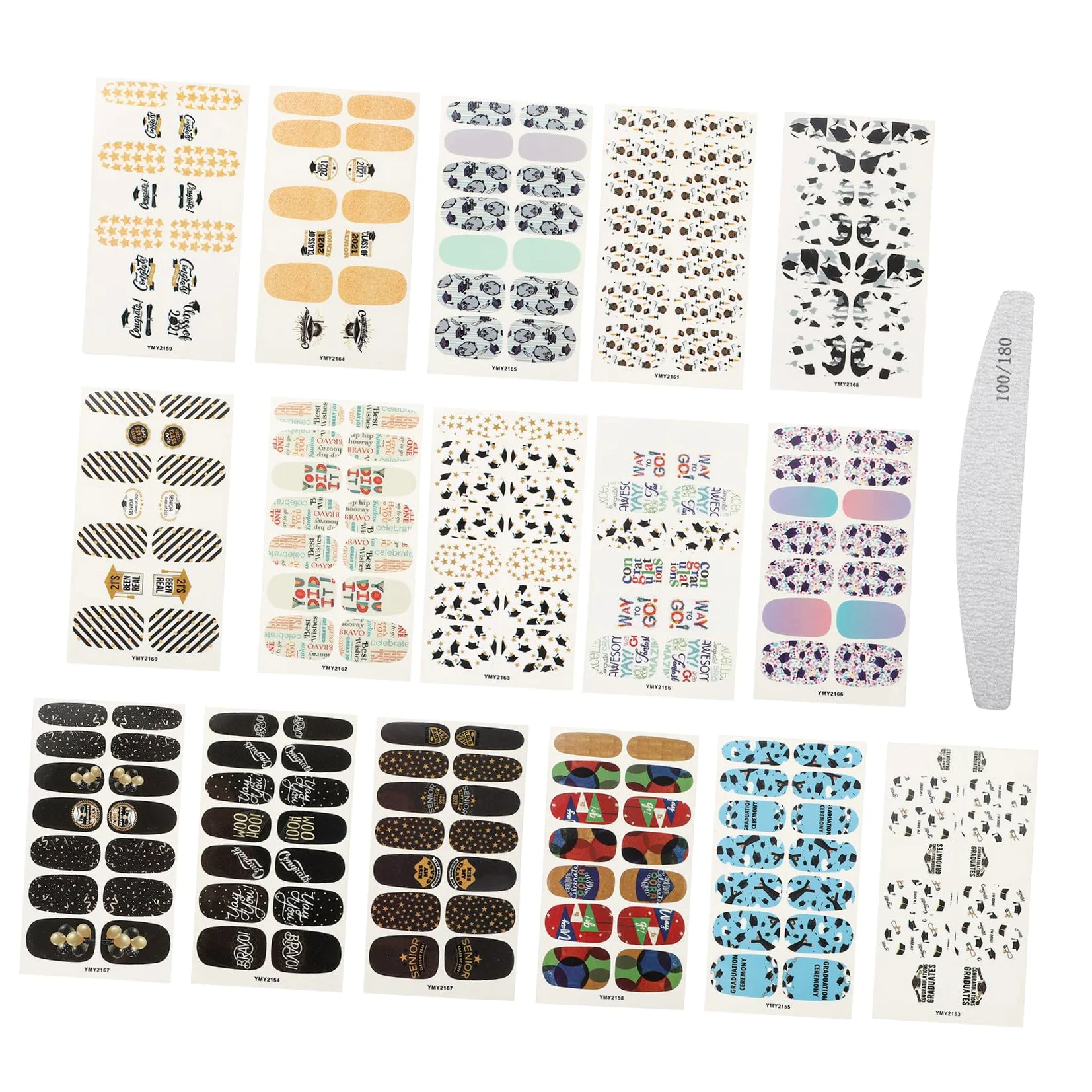 Healeved 32 Fogli 1 Set Adesivi Per Nail Art Per La Laurea Francese Decorazione Per Unghie Adesivi Per Unghie Decalcomanie Per Unghie Decorazioni Per Unghie Per Nail Art Unghia Etichetta