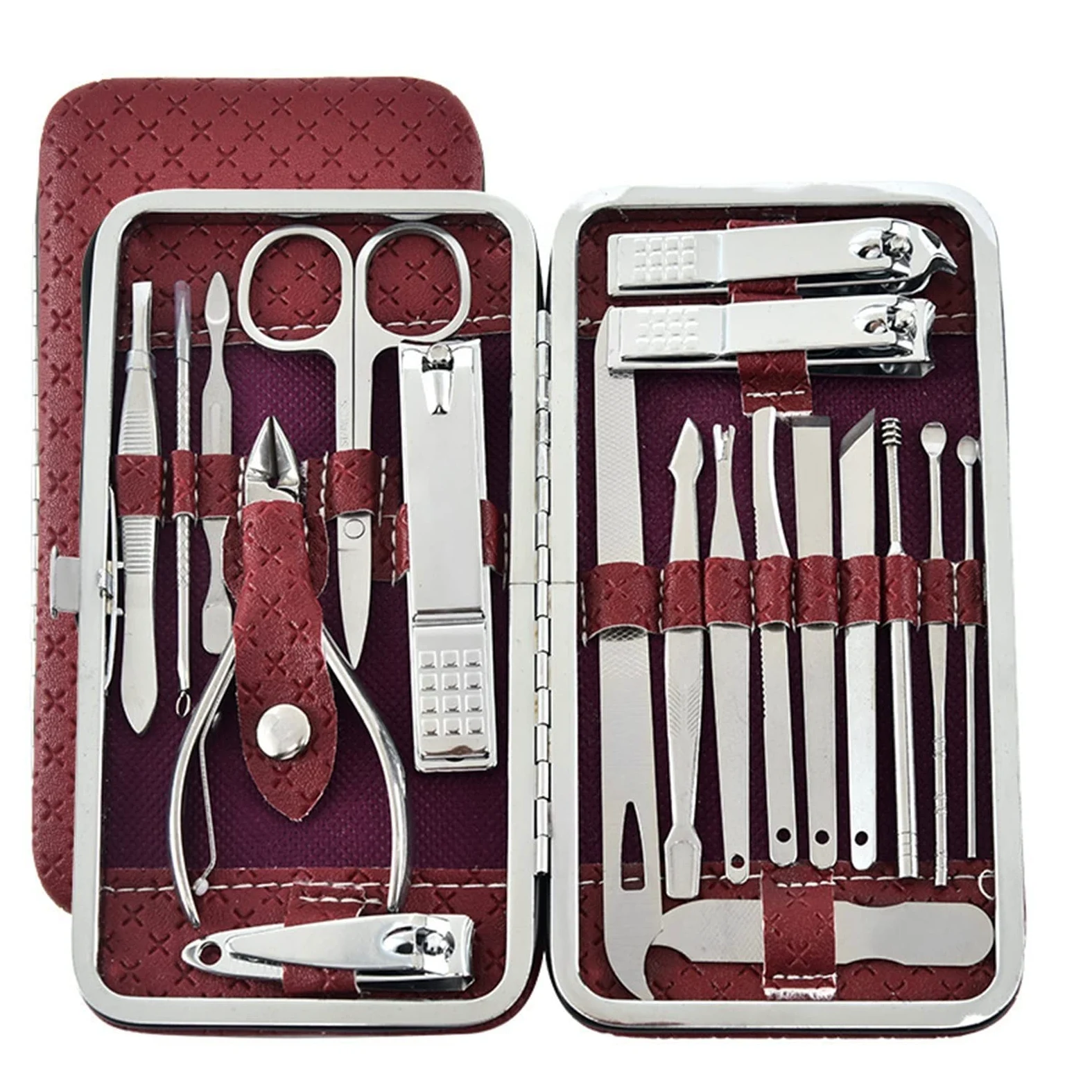 HMTE Kit tagliaunghie 19 Pezzi/Set Tagliaunghie da potatura Pinze da Taglio Set Strumento tagliaunghie Singolo con scanalatura per Pedicure Strumento per la casa Set Manicure (Color : Blue) (Red)