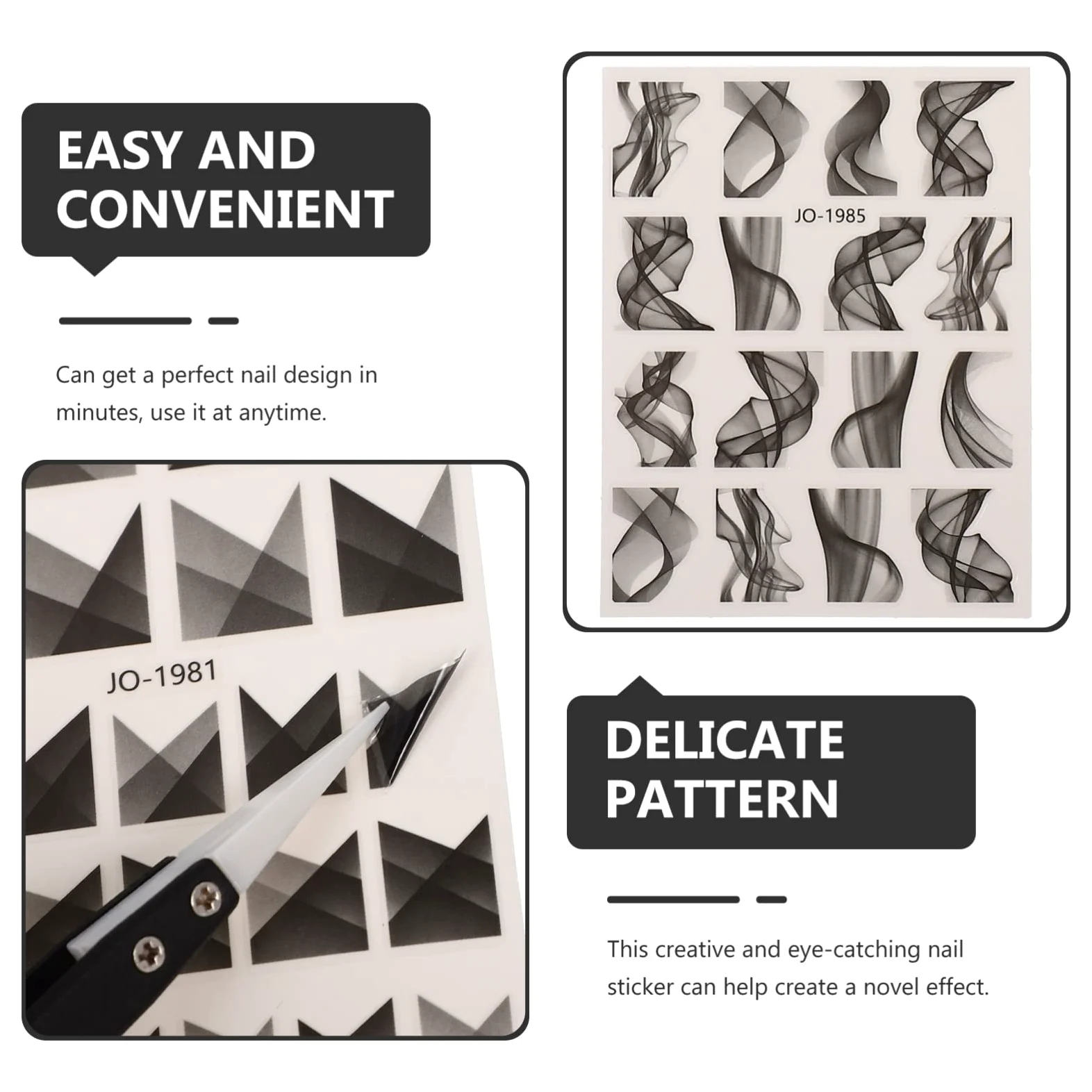 CALLARON 5 Set Stickers Per Unghie Francesi Semitrasparenti Adesivi Per Decorazione Unghie Impermeabili E Resistenti Facili Applicare Per Design Minuti 6 Fogli*5