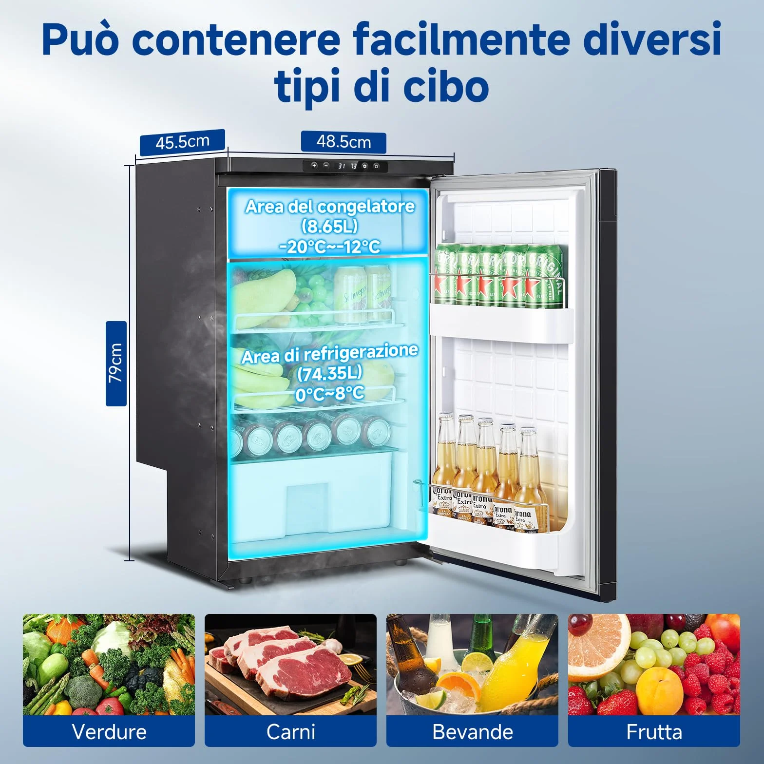 AAOBOSI Frigo Portatile 83L 12/24V DC -20°C a 20°C con APP e Luci LED per Campeggio Caravan Auto Camper