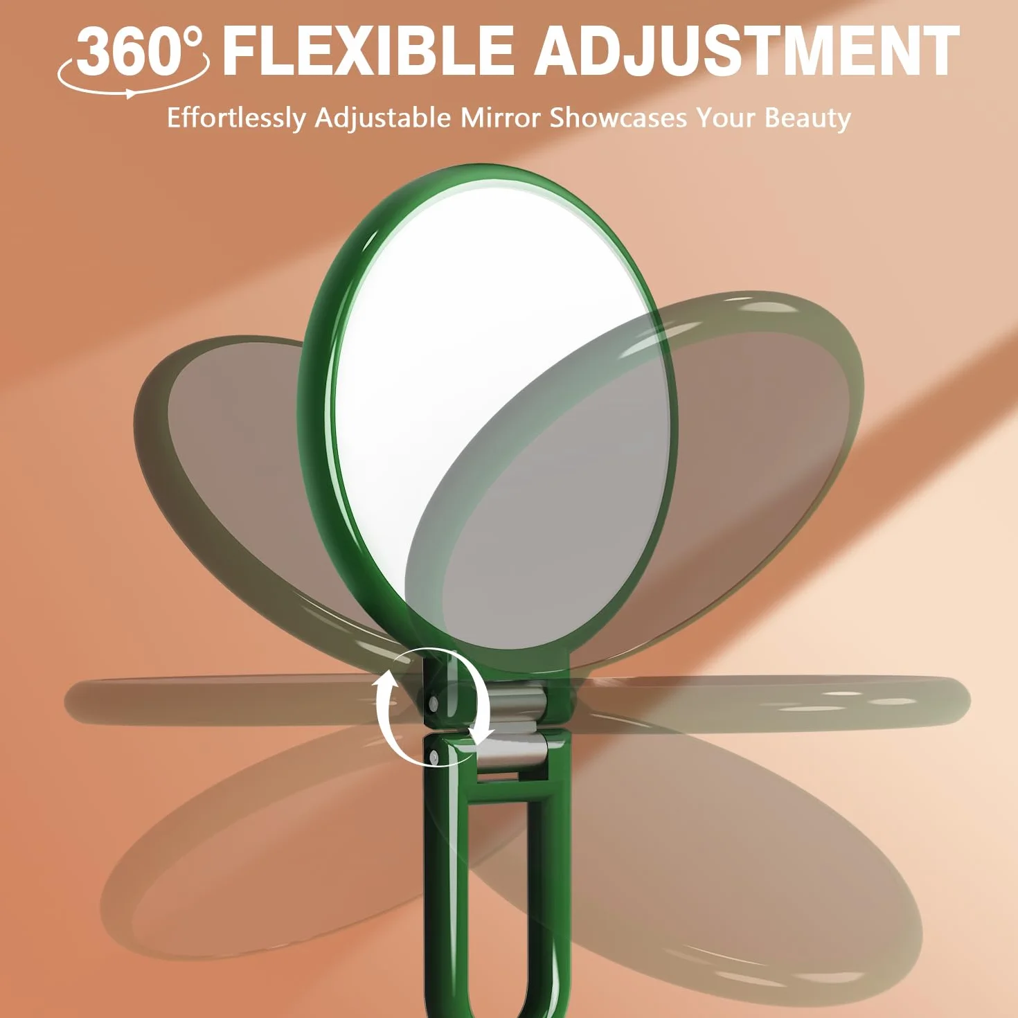 Auxmir Specchio Ingranditore Bifacciale 30X/1X, Specchio a Mano 14CM, Alta Definizione, Portatile, Pieghevole, Appendibile, Specchio Trucco da Viaggio per Trucco, Cura del Viso, Verde