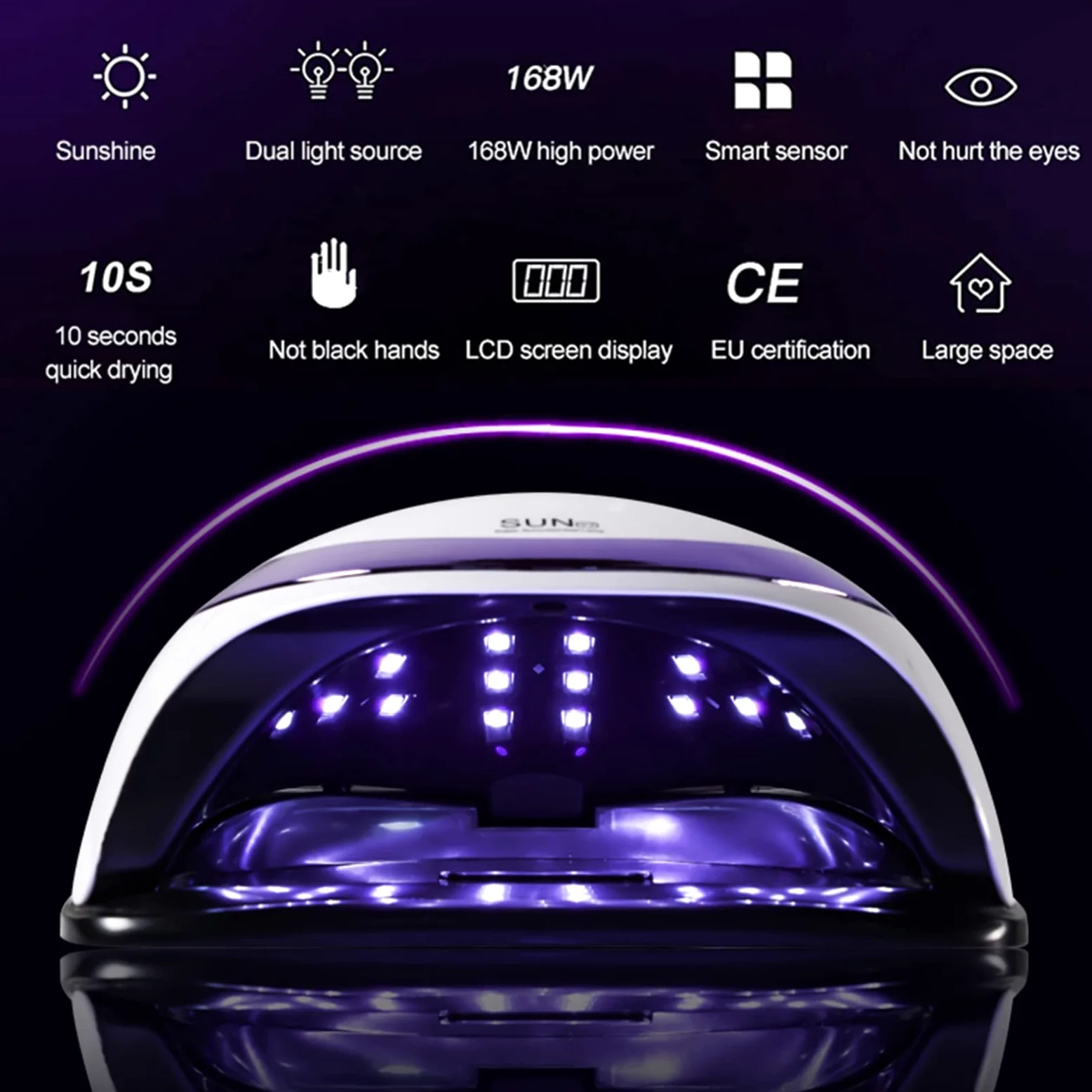 ZYC 168W Nail Dasher Dual Light Fonte UV Lampada per Unghie LED UV Non Una Mano Nera Asciugatrice a Secco rapido Macchina per la Terapia della Macchina Portatile