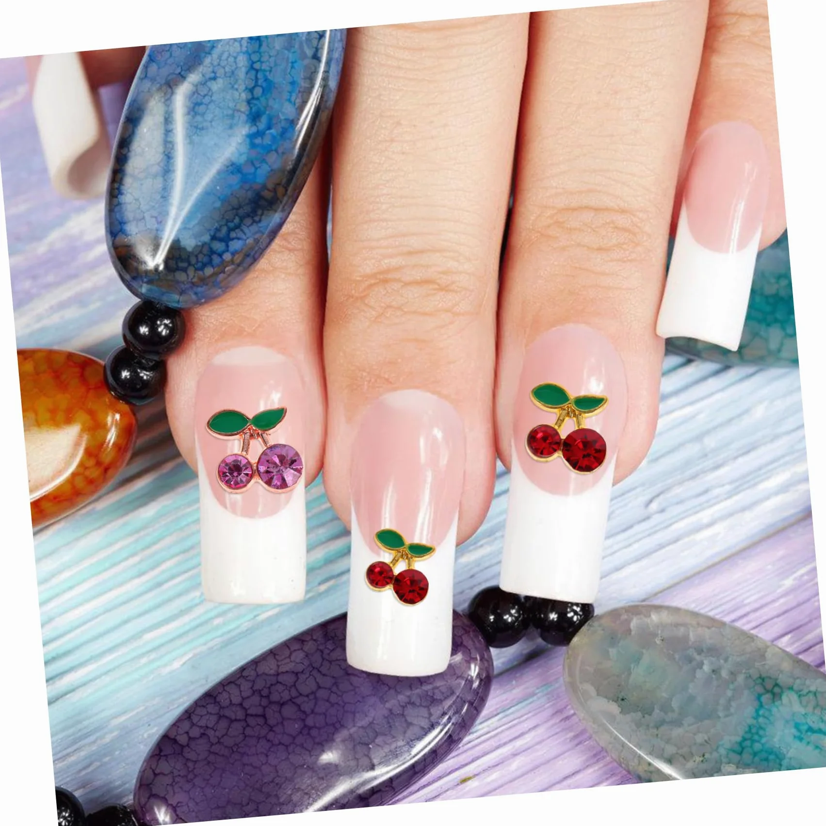 SHERCHPRY 5 Set Ciondoli Per Unghie Decorazioni Per Nail Art Con Ciliegie Per Manicure E Te Per Unghie Con E Pezzi*5