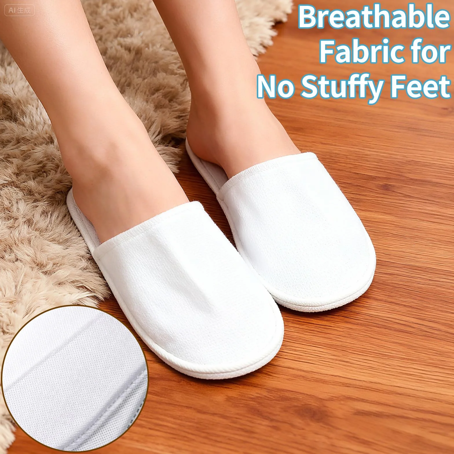 Xerteam 8 Paia Ciabatte Ospitidi, Pattine per Casa, Pantofole da Hotel, Taglia Universale, Unisex, Antiscivolo, Lavabili, Set di Pantofole per Ospiti per Viaggi in Hotel e Spa