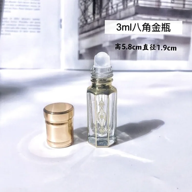Mini Bottiglie di Profumo da Viaggio, Atomizzatore di Profumo Mini Rotolo di Profumo su Bottiglia 3ml Contenitore Semplice Vuoto Portatile Bottiglia di Olio Essenziale in Vetro Placcato Oro Ricaricabi