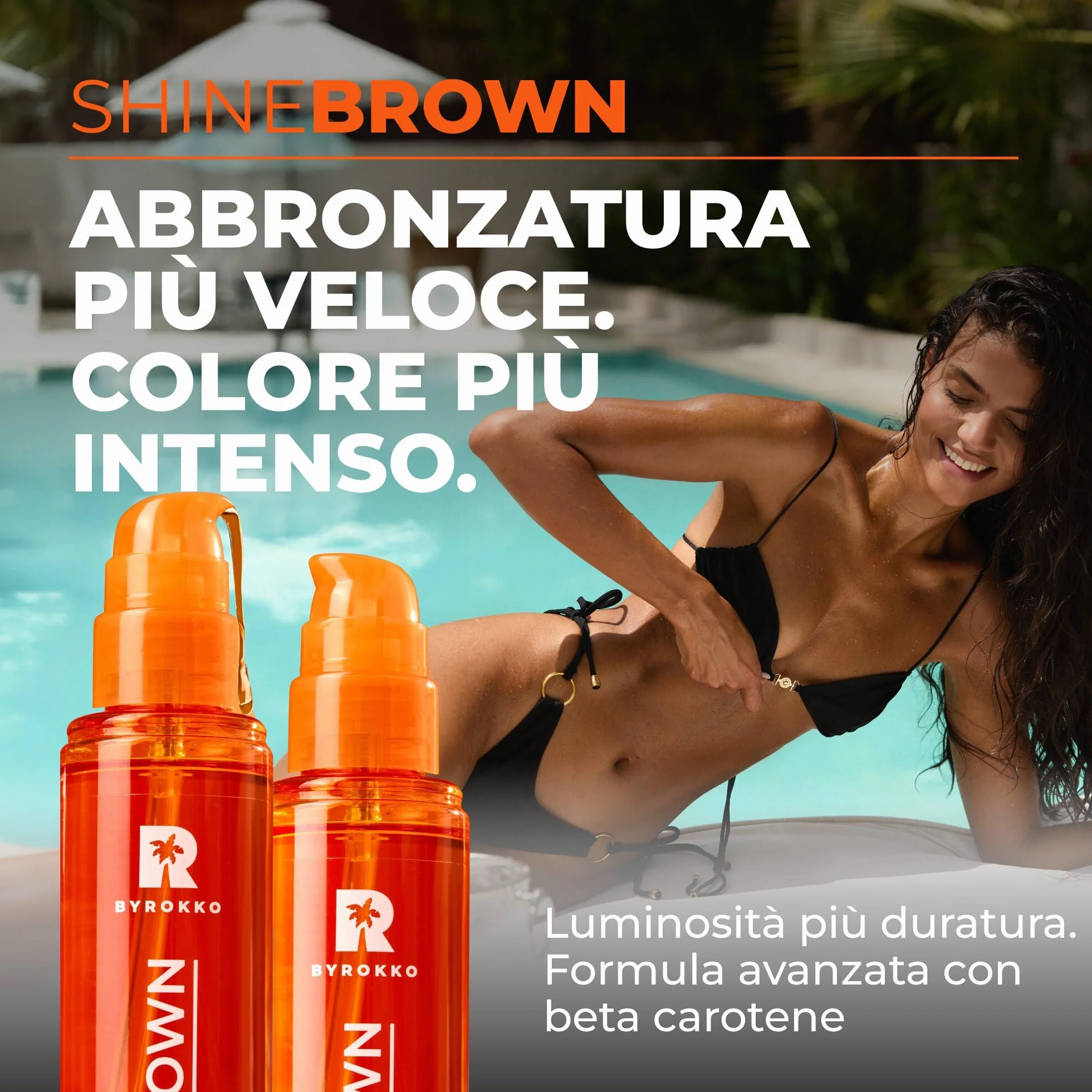 BYROKKO Shine Brown Beta Carotene Abbronzante Gel 200 ml Crema Naturale per Lettino Abbronzante