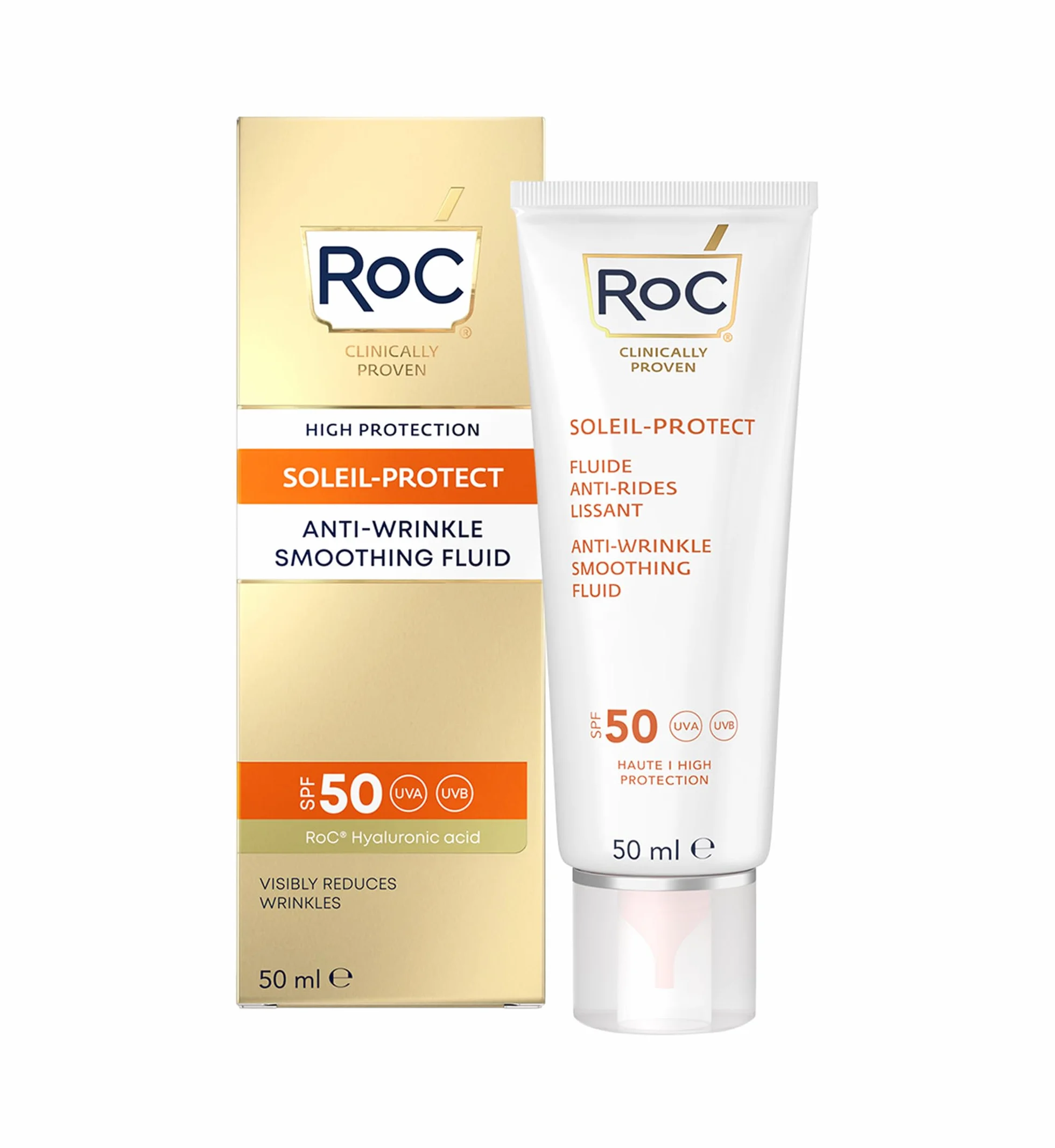 RoC Soleil-Protect Fluido Levigante Antirughe SPF 50 Crema Viso 50 ml