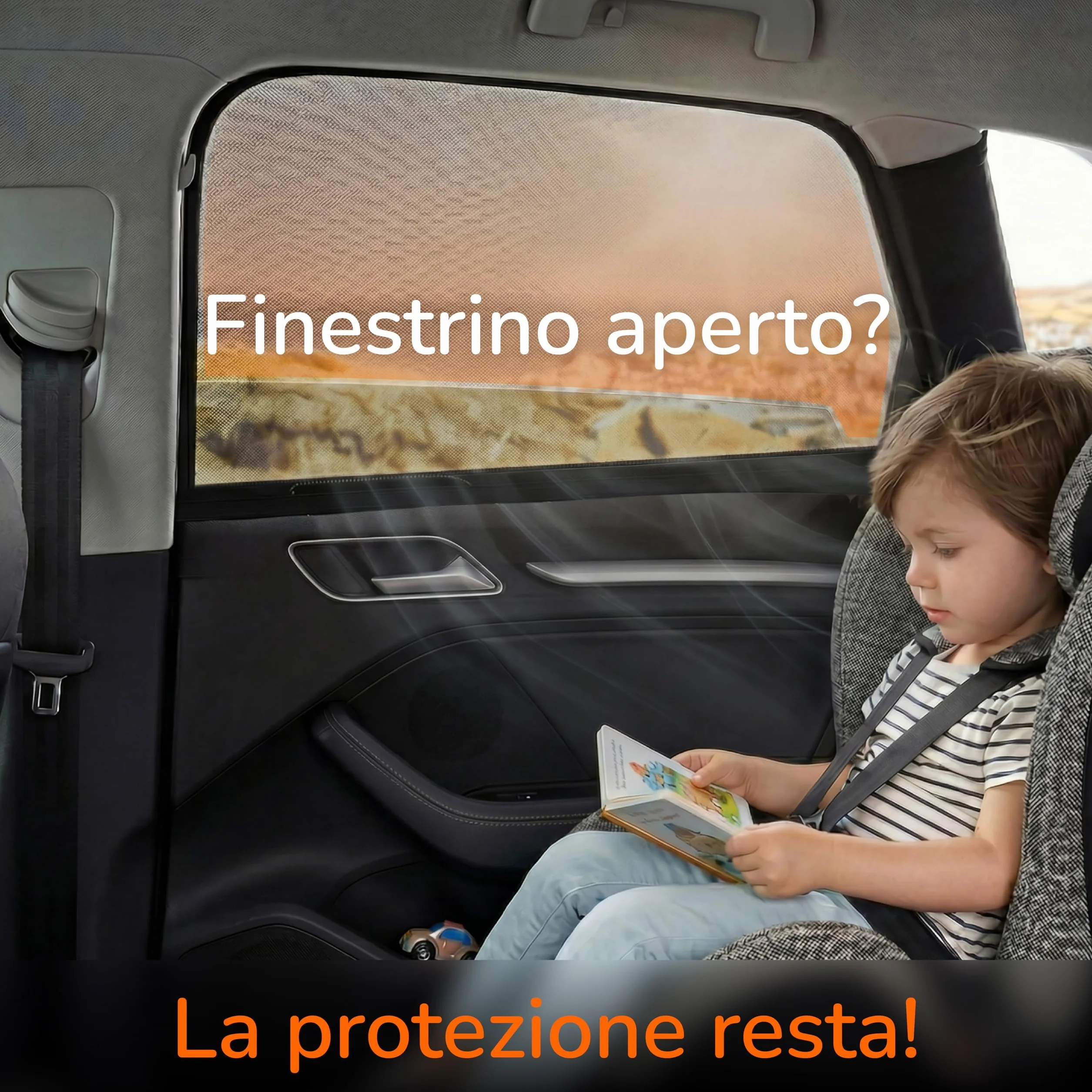 Parasole Auto per Bambini con Protezione UV Certificato TÜV UPF 15 Upgrade4cars