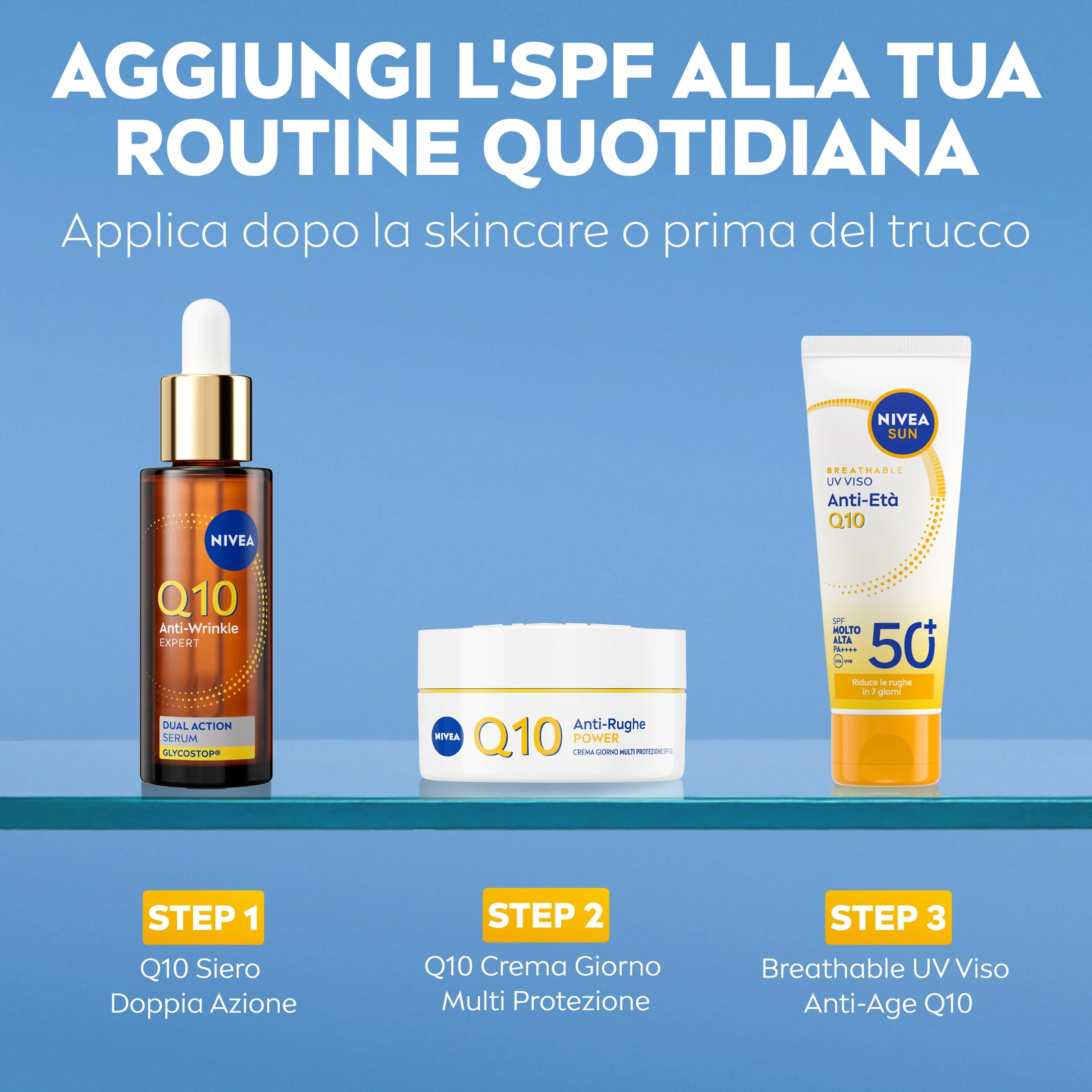 NIVEA SUN Anti-Age Q10 SPF 50+ 40 ml Crema Solare Viso Antirughe