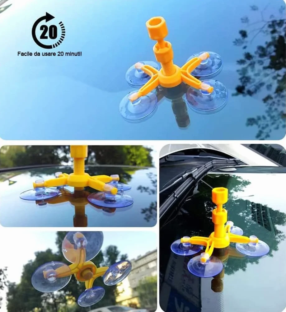 Manelord Car Kit Riparazione Parabrezza Auto Set Riparazione Chip Crepe Bulls-Eye Ragnatela Stella Nichel Mezzaluna