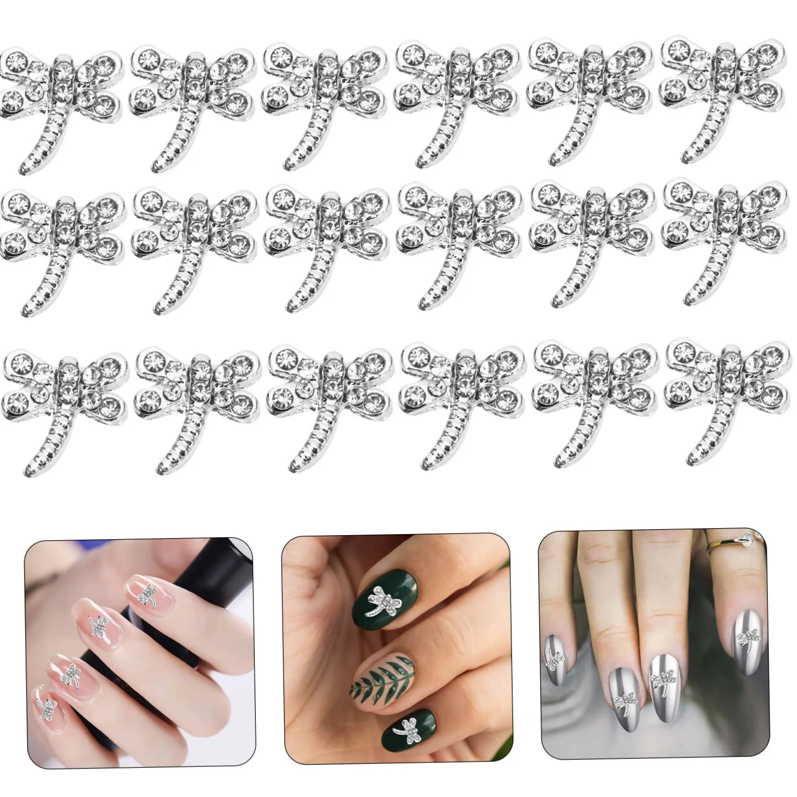 FOMIYES 5 Set Di Ciondoli Per Unghie Con Strass Set Di Ciondoli Creativi Per Nail Art A Forma Di Libellula Per Manicure 20 Pezzi * 5
