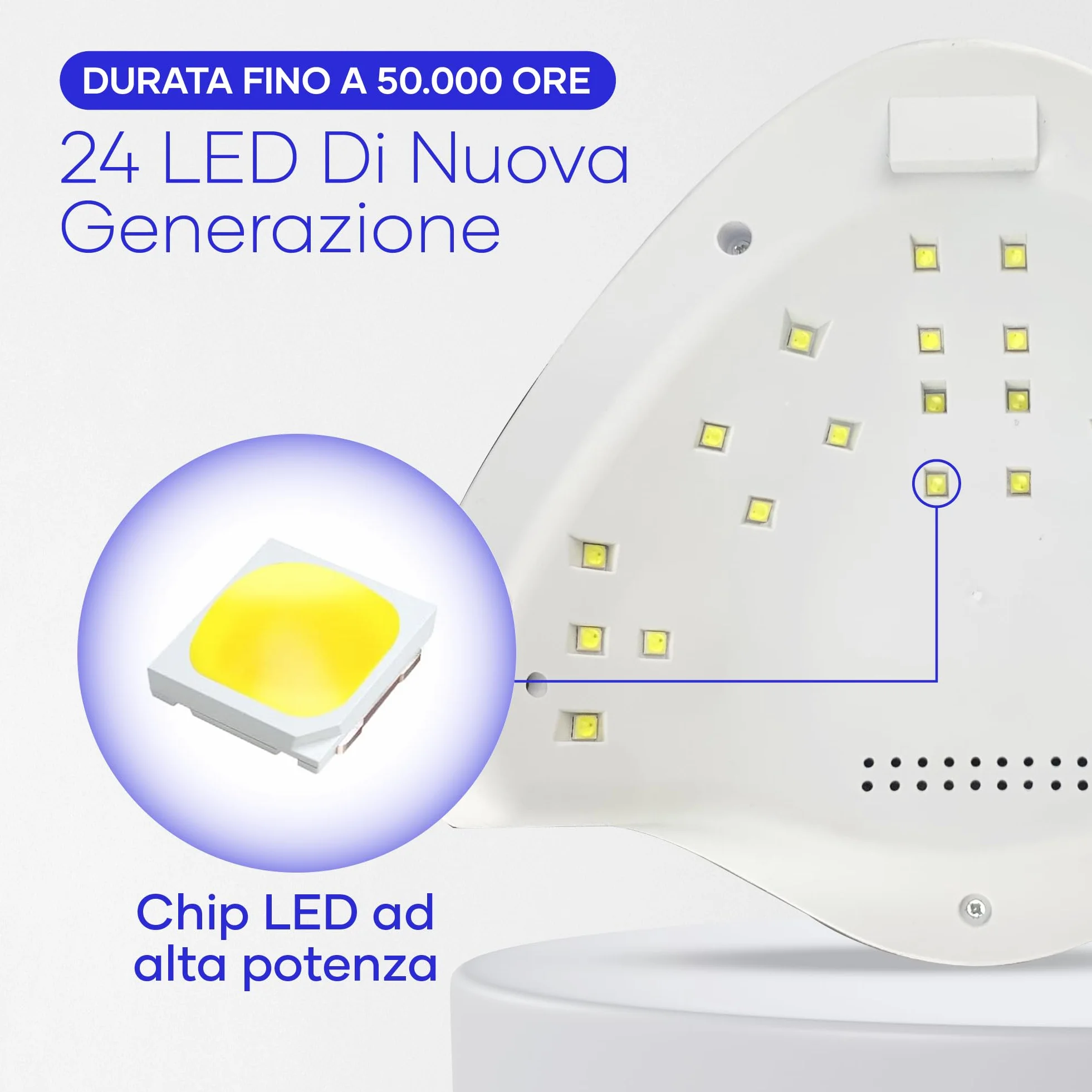 SUN 5 Lampada UV LED 48W per Unghie con Sensore e Timer | Sensore Automatico, Timer 10s/30s/60s/99s, Display LCD, 24 LED