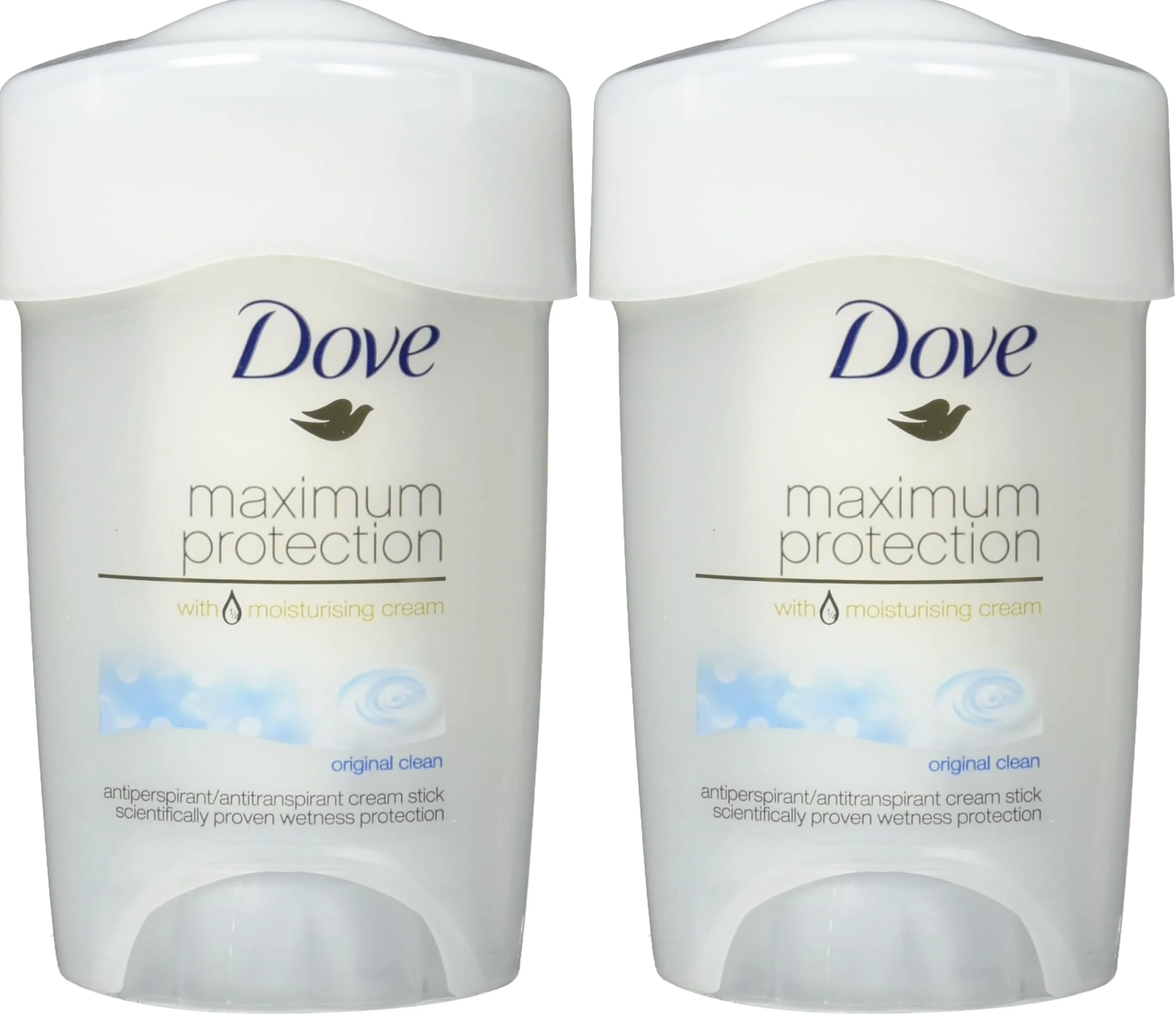 Dove Deodorante Crema Maximum Protection, 1 x 45 ml ciascuno, Fresh Scent, Dermatologicamente Testato, Antitraspirante per Ascelle, Protezione per 48 ore, Per Pelli Sensibili (Confezione da 2)