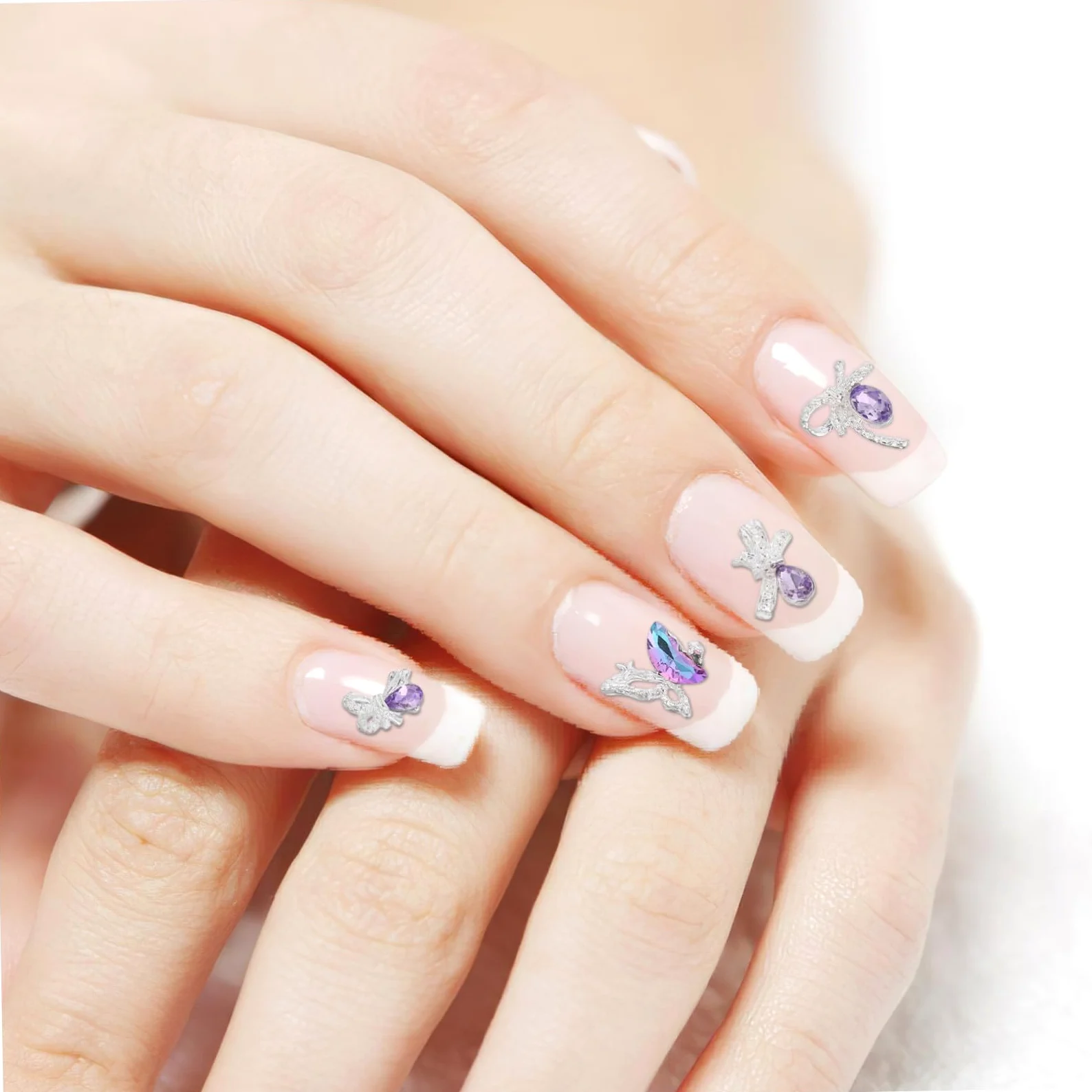 40pz Ciondoli per Unghie Fiocco in Metallo Verde per Manicure Art Decoro Unghie Diamanti Finti