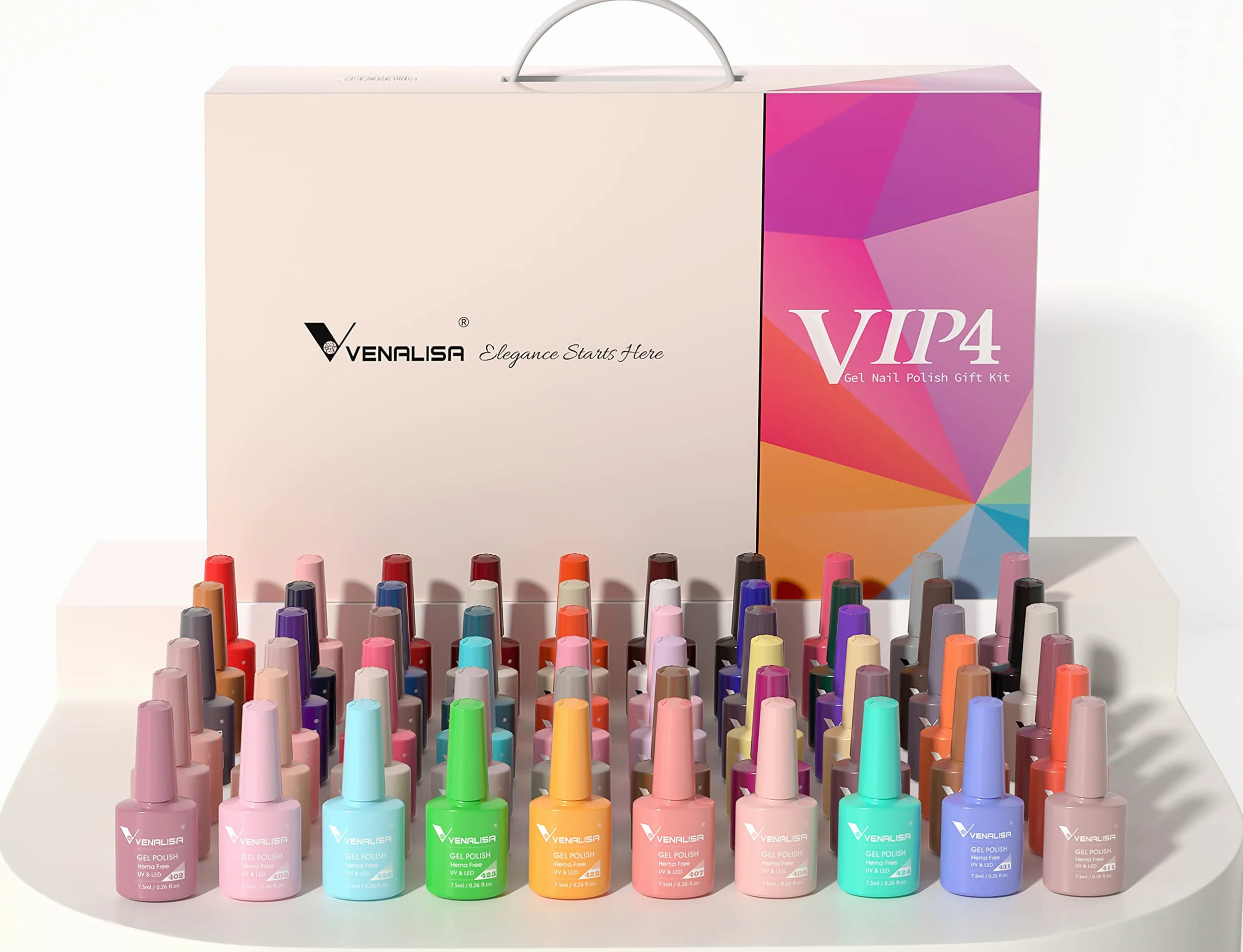 VENALISA, set di smalti UV, gel 65 colori con top coat & base primer per unghie in studio nail art, manicure