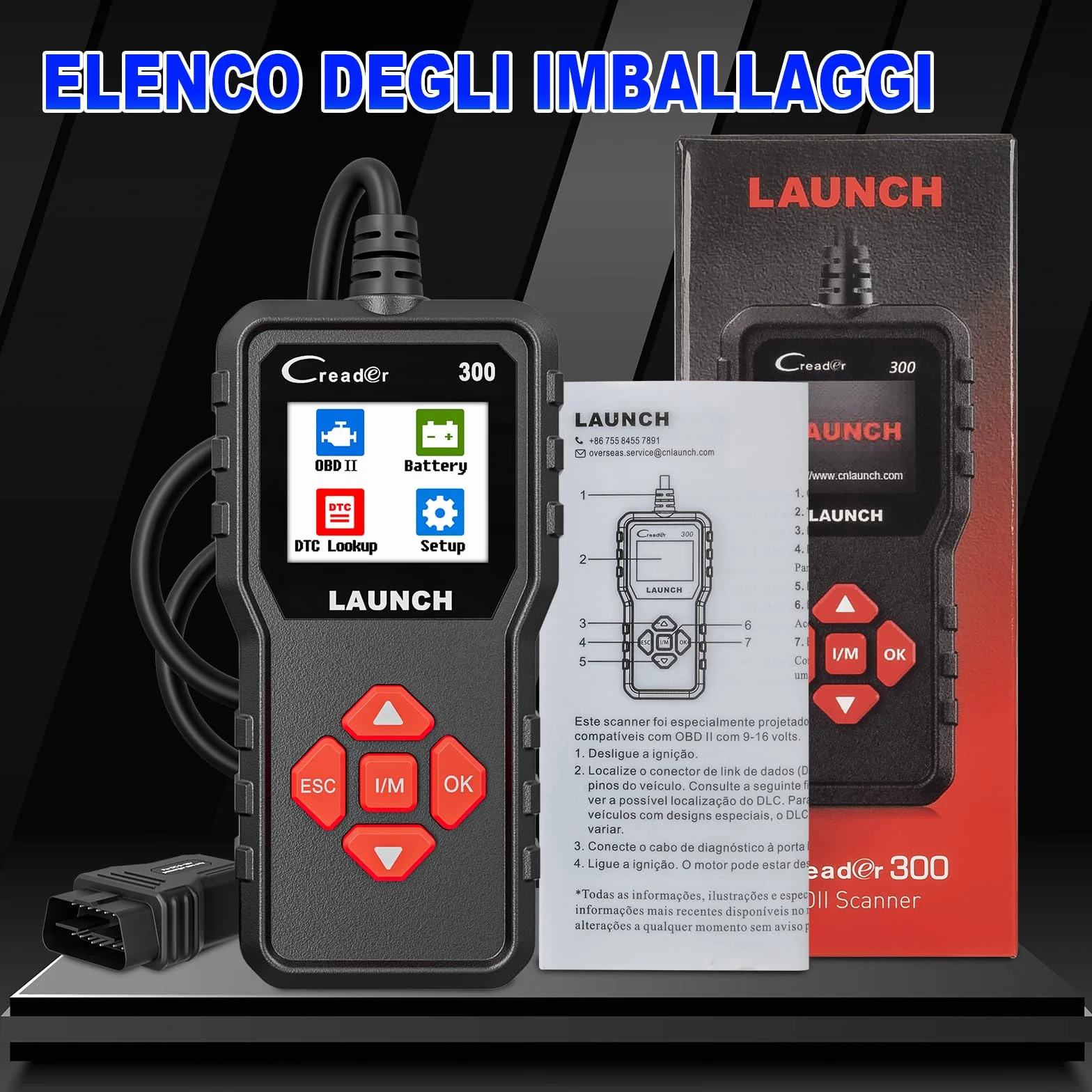 LAUNCH CR300 OBD2 Diagnostica Auto Multimarca Lettore Errore Motore Professionale