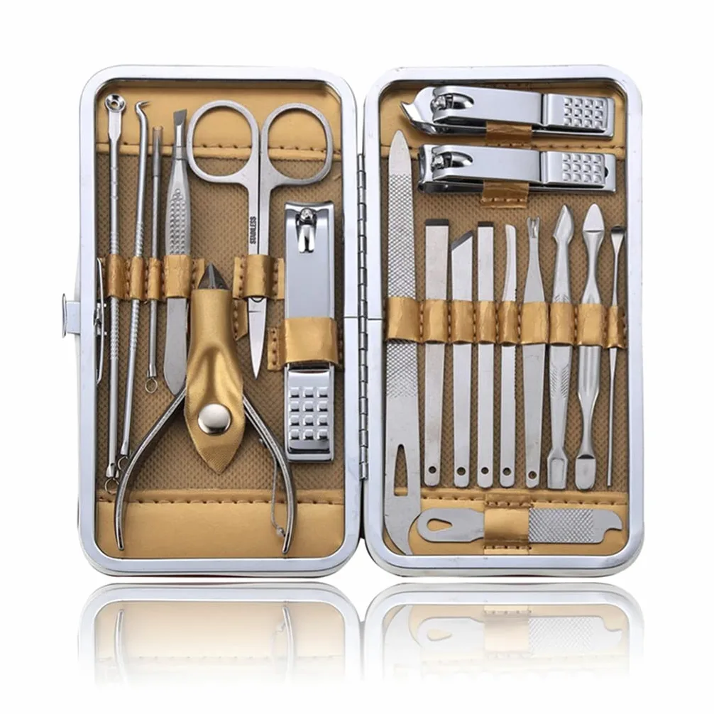 19 Pezzi/Set Kit per Pedicure e Manicure, tagliaunghie Professionali in Acciaio Inossidabile, Set di Strumenti per Tagliare Le Unghie, D-1 Set