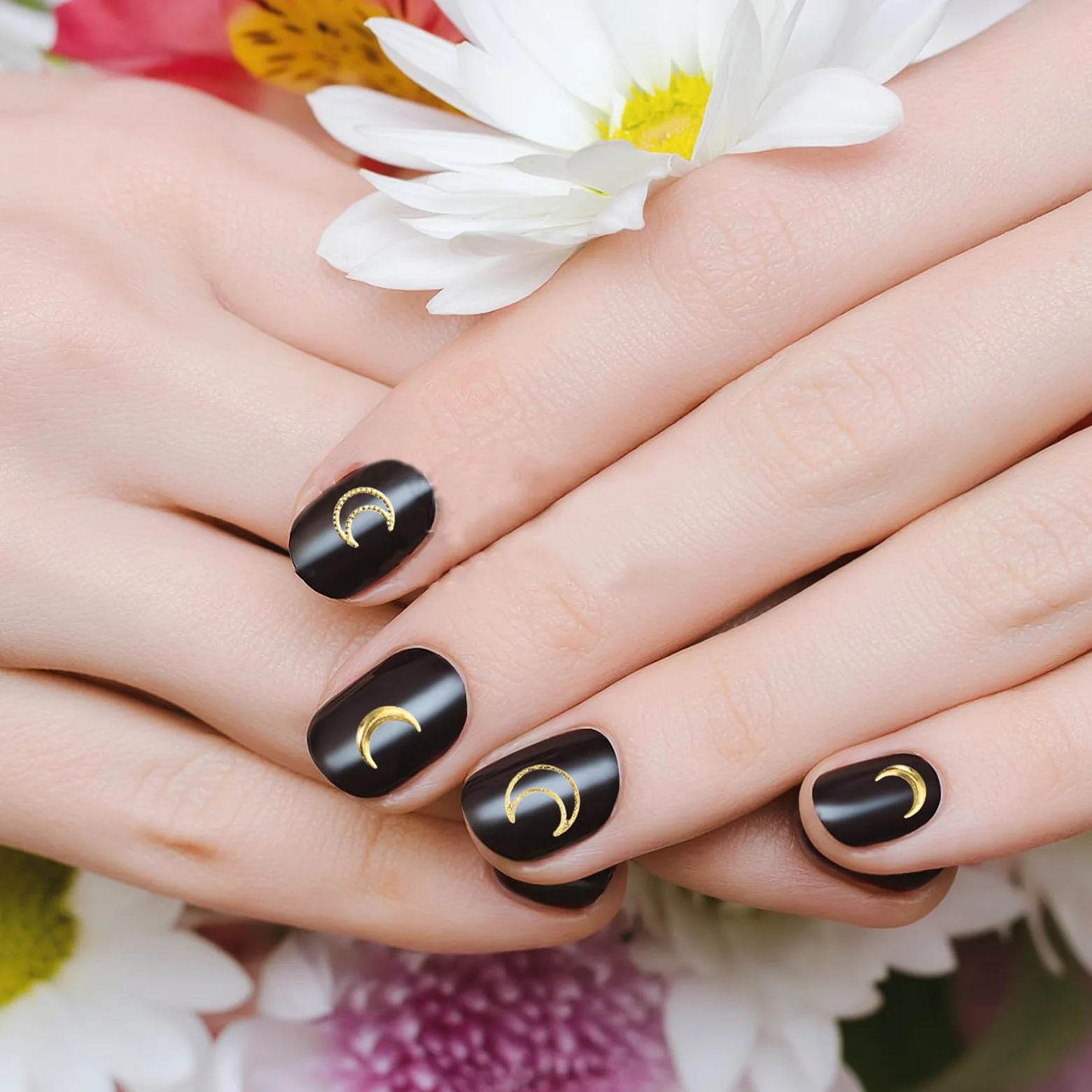 Ciondoli Lunari per Nail Art Oro Rame 1500 Pezzi, Stile Lussuoso | Finiture Piene, Cave e Testurizzate, Uso Quotidiano e Salone, Ampia Scelta per Manicure Fai da Te
