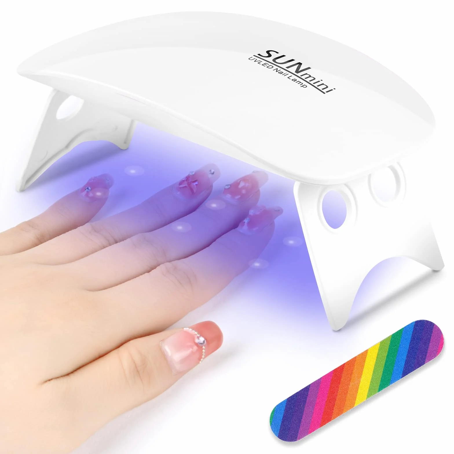 URAQT Professionale Lampada UV LED Unghie, Mini lampada per unghie portatile UV a forma di topo, Asciuga Smalto Gel Unghie, con Lima Unghie, Nail Lamp per Uso Domestico e Viaggiare(Bianco)