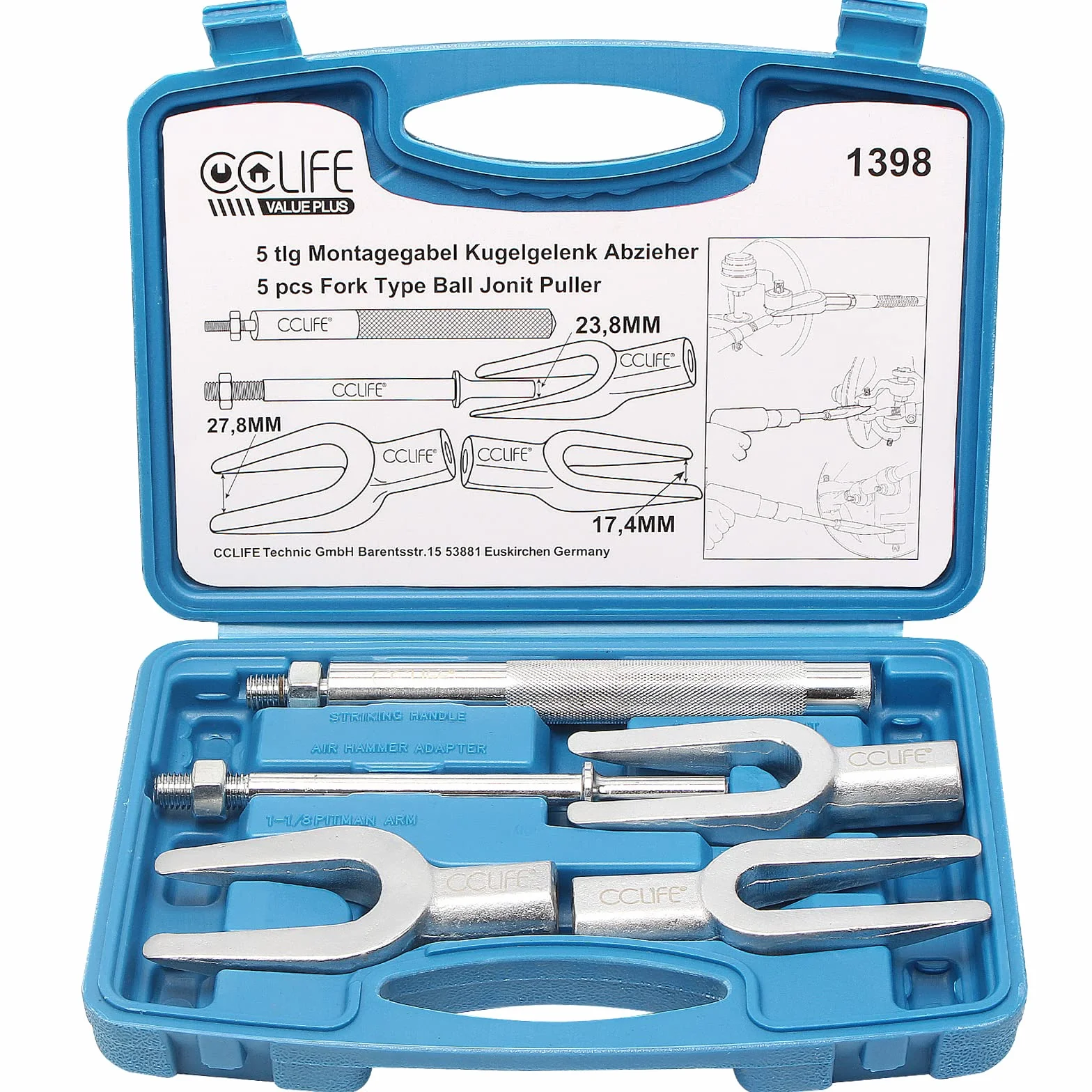 CCLIFE Estrattore Giunti Sferici a Forcella Kit 5 Pezzi 17-23-28mm