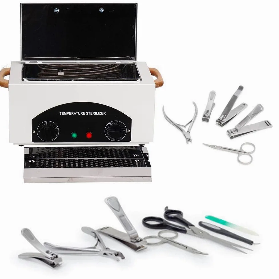 Strumento sterilizzatore, nail art strumento sterilizzatore per manicure ad alta temperatura per salone bellezza parrucchiere studio casa Pulitore a ultrasuoni Vaschetta Professionale Pulizia Protesi