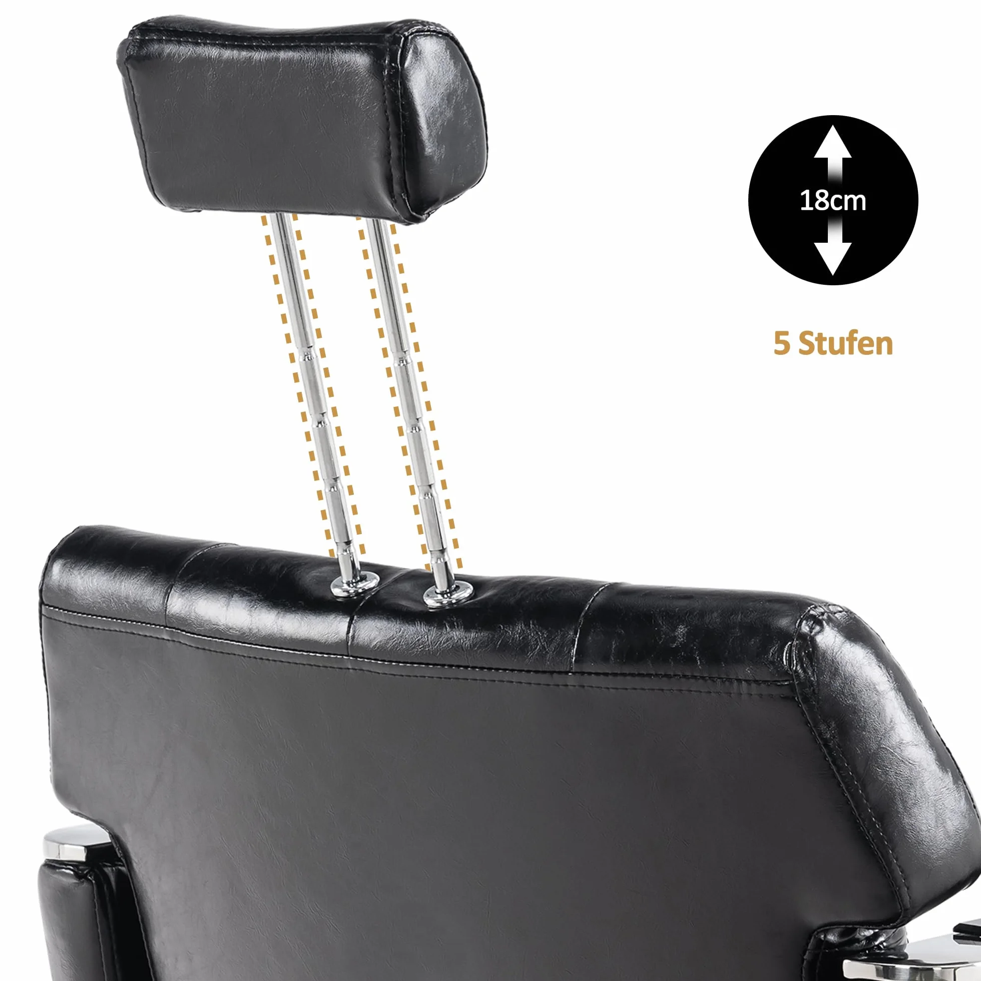 Barberpub Sedia da barbiere con poggiatesta, sedia Barber con pompa idraulica, poltrona da parrucchiere regolabile in altezza, girevole a 360° e inclinabile, stile retrò vintage, in similpelle, 8132