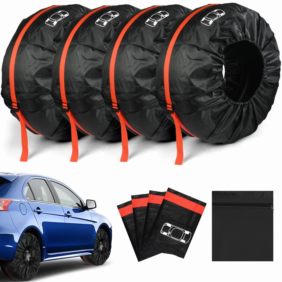 Borse per Pneumatici Auto 13-18 Impermeabili Antipolvere Copertura Protettiva Set da 4 con Maniglia Borsa Portaoggetti Diametro 66 cm
