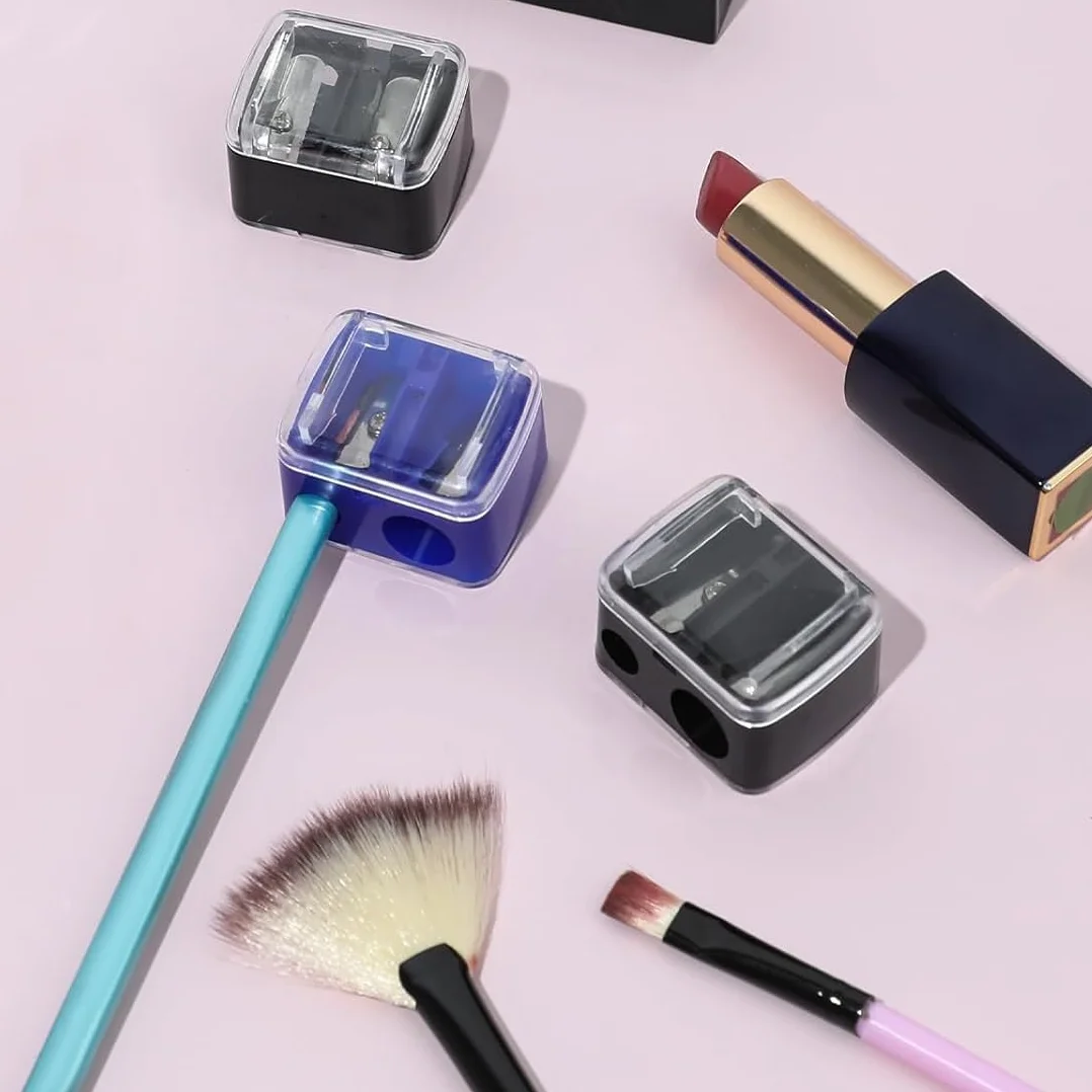 Temperamatite di Bellezza 2 Pezzi, Temperino Matita Occhi Doppio per Matite Cosmetiche