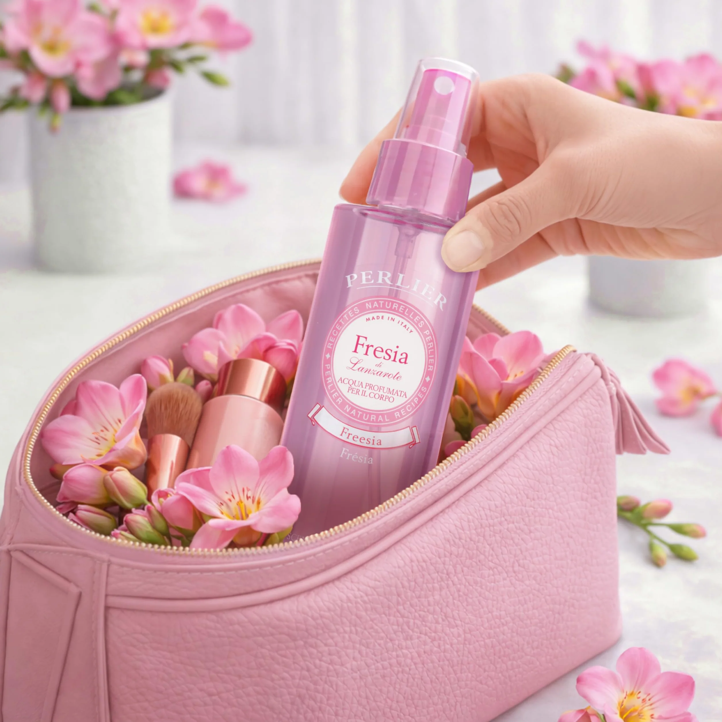 Perlier Acqua Profumata Corpo Fresia di Lanzarote, Acqua Corpo, Fragranza Floreale Delicata e Femminile, Profumo Donna Delicato per Uso Quotidiano, 200 ml