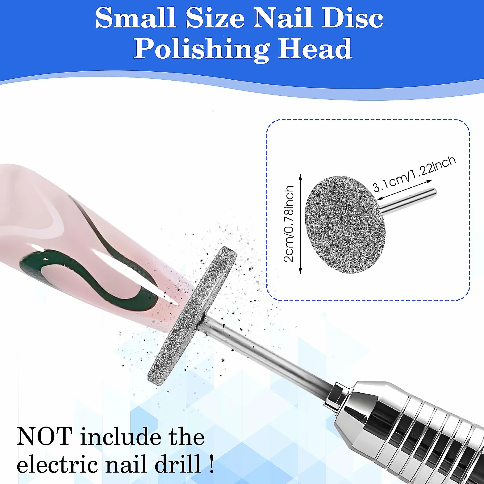 Punte per fresa per unghie, 2 pezzi, disco abrasivo 20 mm, per pedicure in gel acrilico