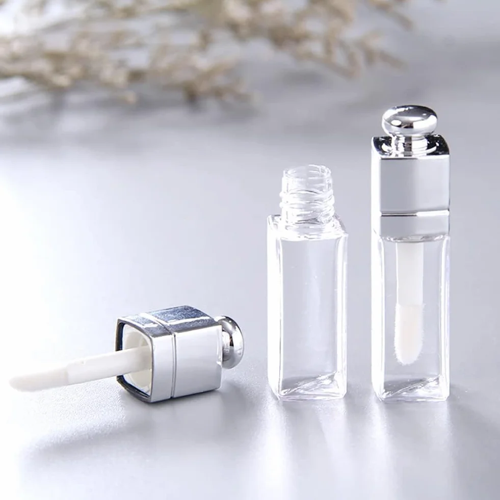 6 contenitori vuoti trasparenti per lucidalabbra, trasparenti, ricaricabili, mini contenitori per rossetto, per trucco fai da te, lucidalabbra, labbra (3 ml)