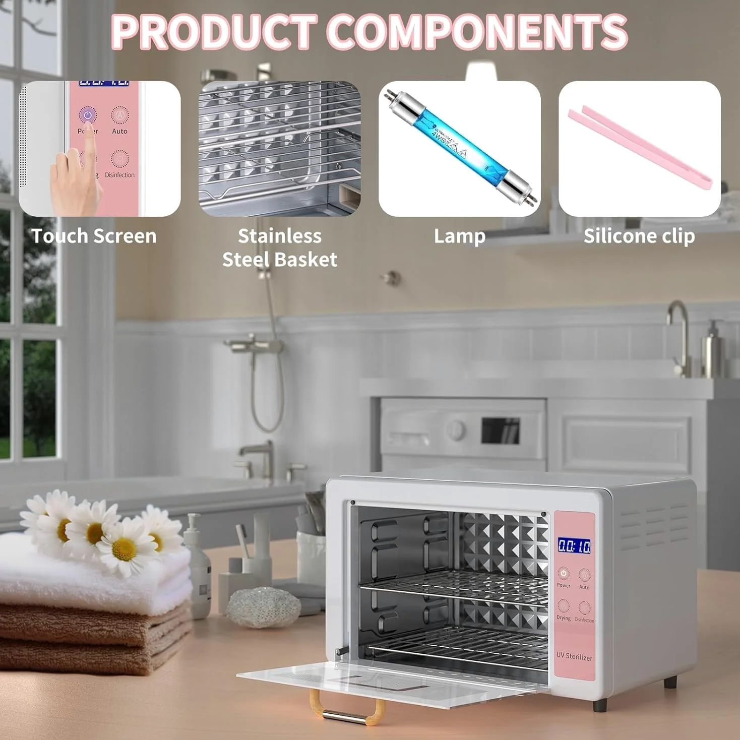 Sterilizzatore UV 10 L,Efficace Autoclave Sterilizzatore,Sterilizzatore UV con asciugatura,Aria calda Termostatica,Sterilizzatore Attrezzature per Saloni di Manicure Acconciatura e Spa (A)