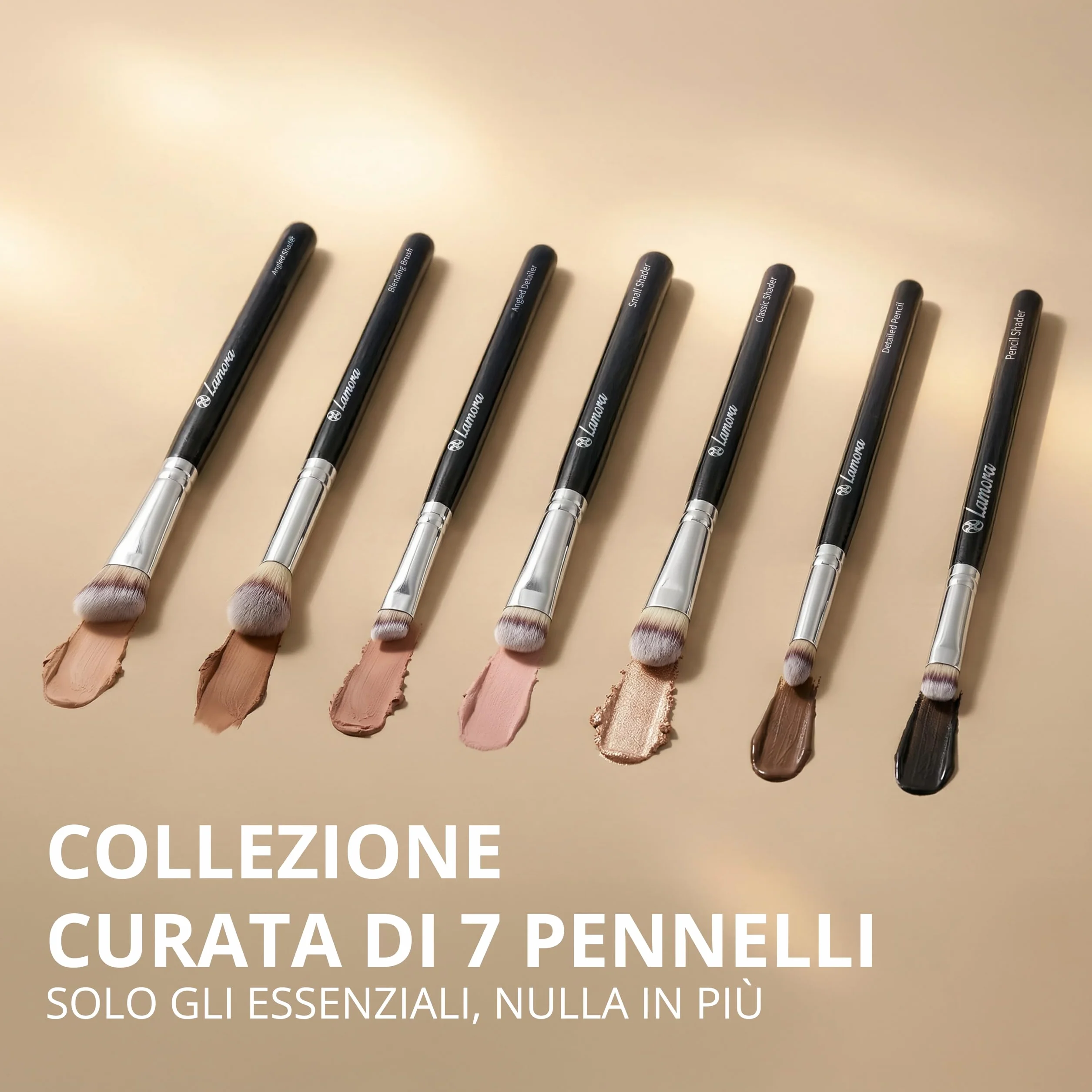 Pennelli per Trucco Occhi Professionali - Make Up Kit di Pennelli per Ombretti, Eyeliner, Sfumato - La Miglior Scelta di Pennelli Essenziali di 7 Pezzi - Matita, Ombretto, Conico, per Definire