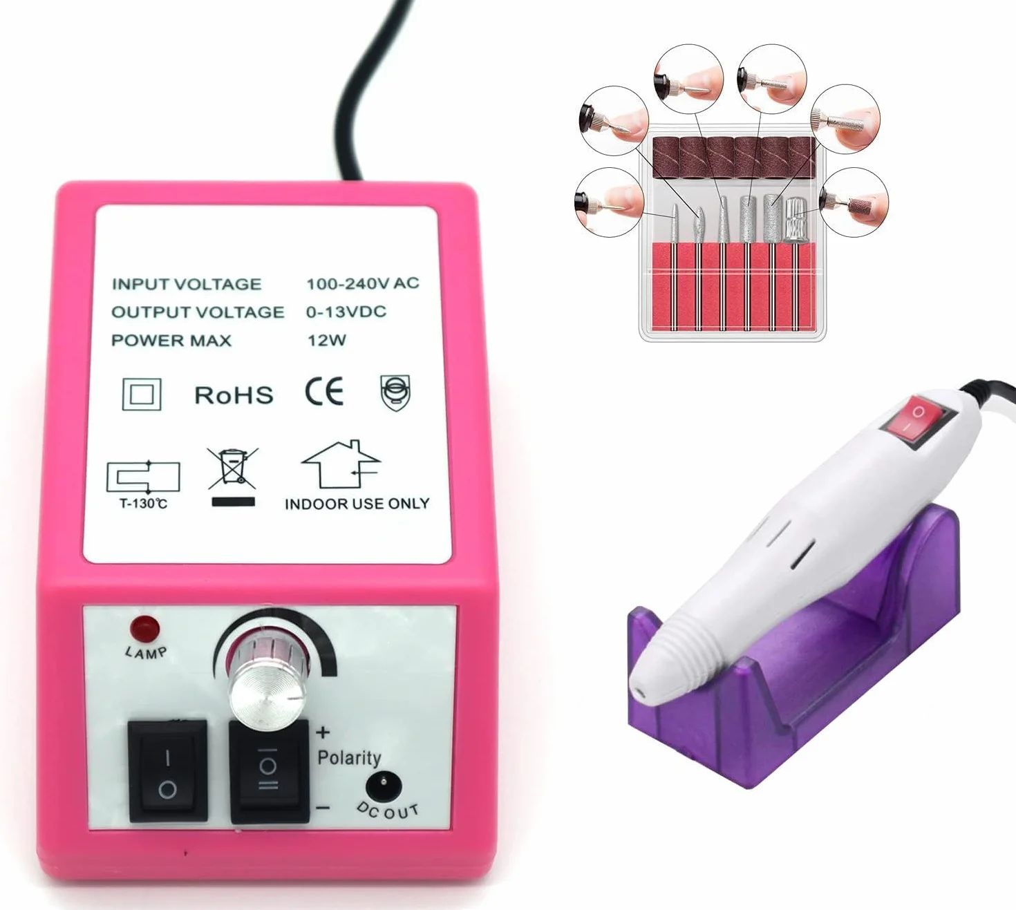 SQUADO Fresa per Unghie Professionale Lima Elettrica per Unghie Gel Manicure Pedicure