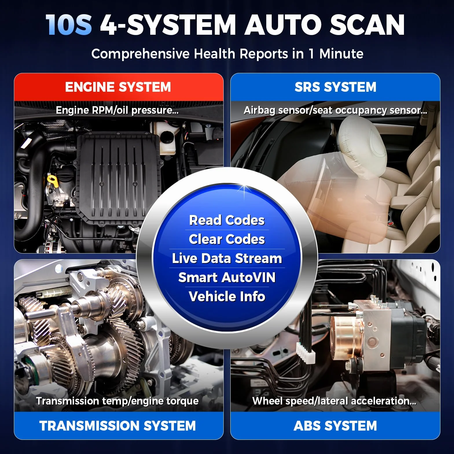LAUNCH CRP129X V3.0 OBD2 Diagnostica Auto Scanner Multimarca 4 Sistemi ABS SRS TCM Motore 12 Reset Service