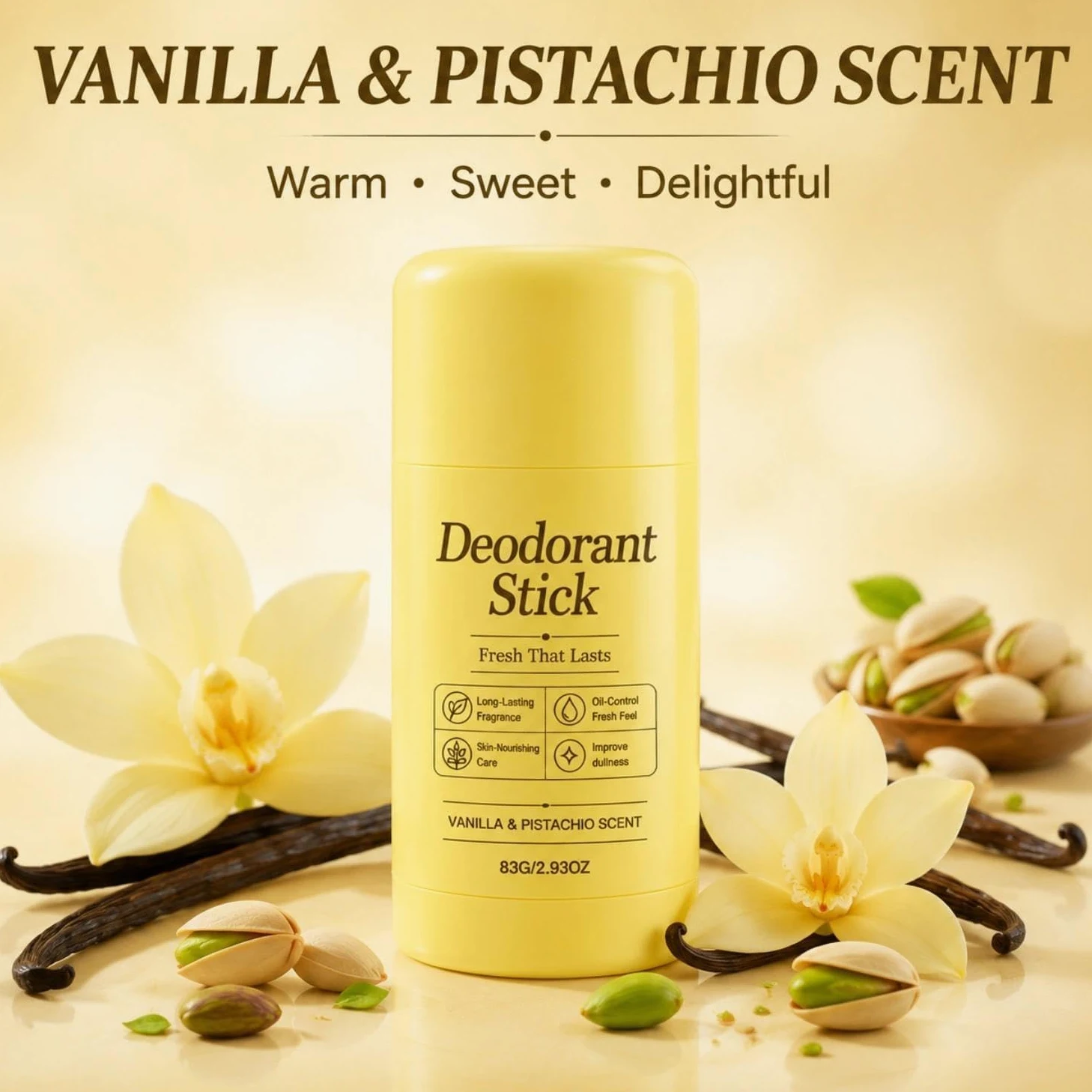 Stick Deodorante Alla Vaniglia E Pistacchio,Formula Liscia E Non Appiccicosa Per La Cura Quotidiana Delle Ascelle,Deodorante Unisex Con Sensazione Di Freschezza,83 G / 2,93 Oz(3PCS)