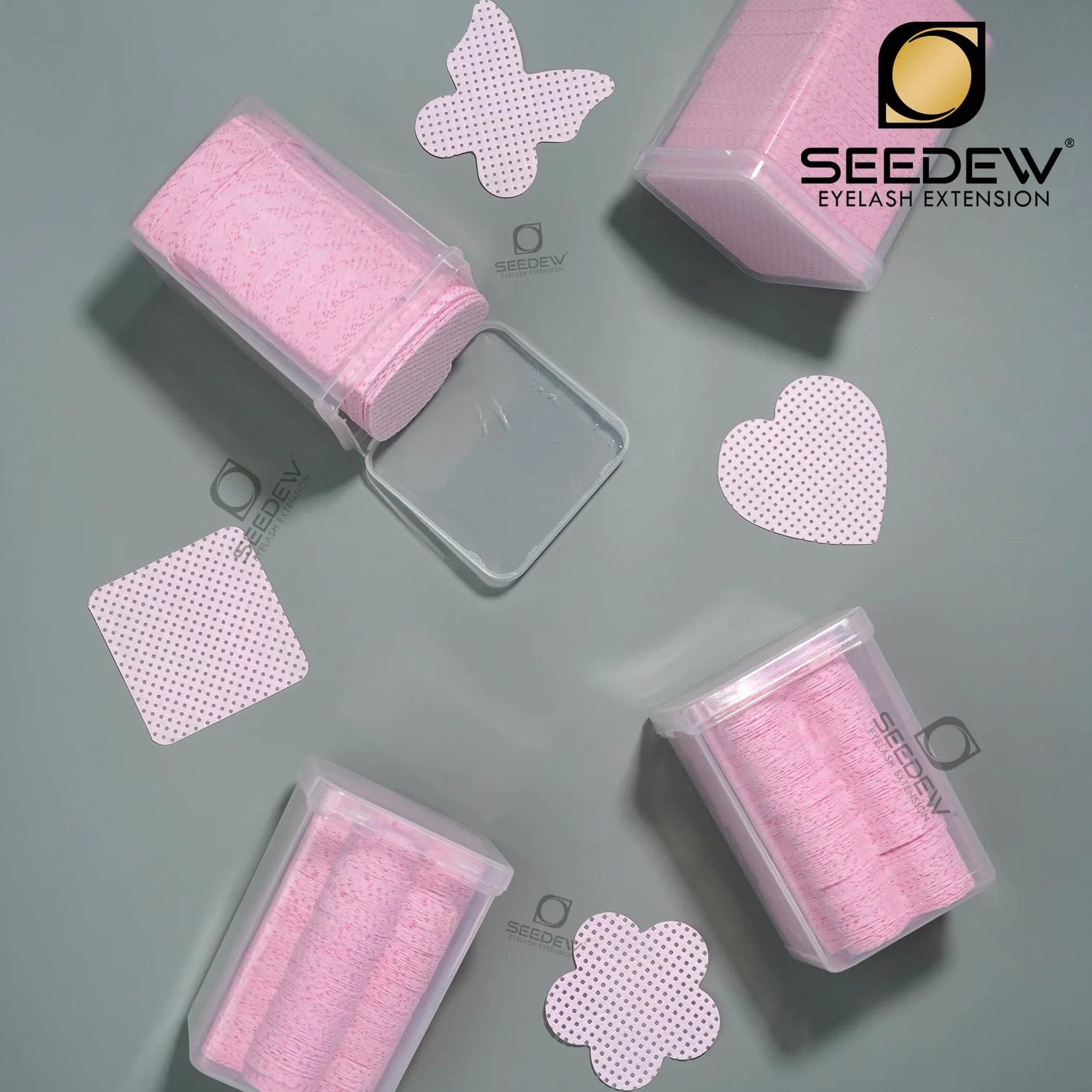 200 Pezzi Salviette Colla Ciglia, Panno Magico Senza Pelucchi, Panni per la Pulizia di Colla, Extension Ciglia, Unghie (1 Scatola) (Confezione Semplice) - (Forma di Cuore, Rosa)
