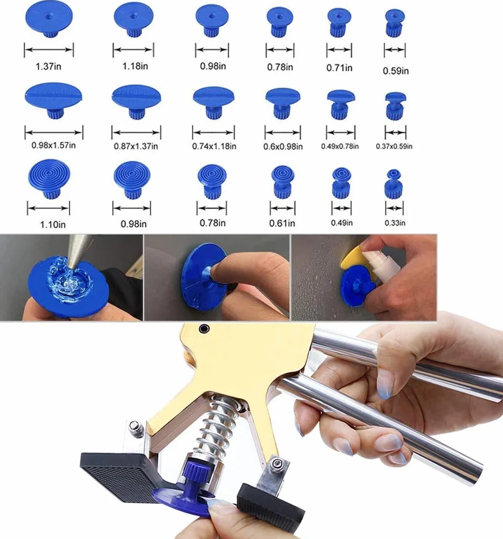 Kit riparazione ammaccatura 46PCS con pistola per colla a martello, penna riparazione auto frigorifero