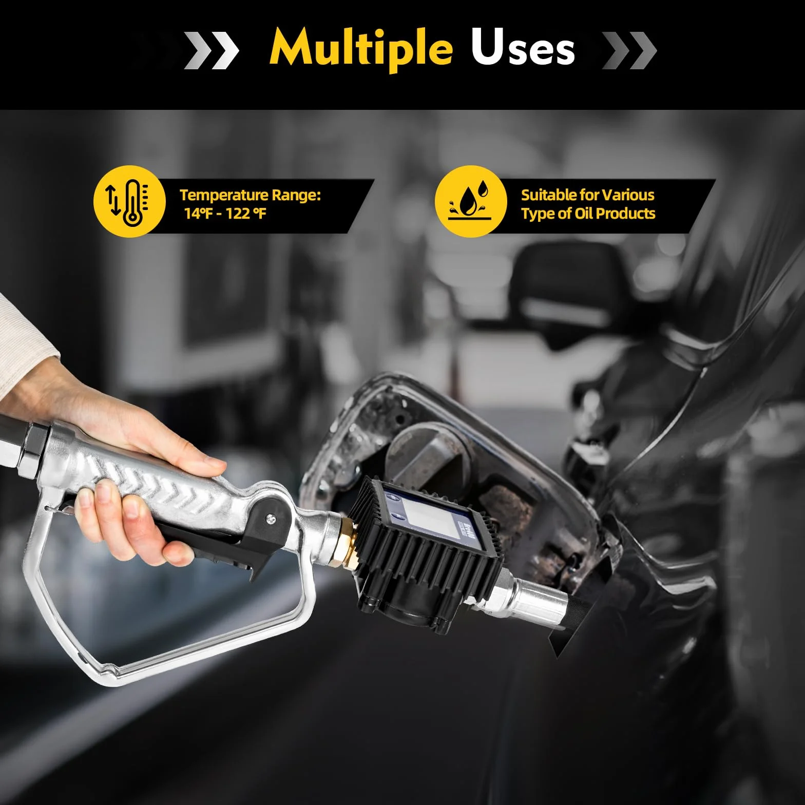Pistola elettronica per misurazione dell'olio con display digitale, conta litri, carburante, diesel