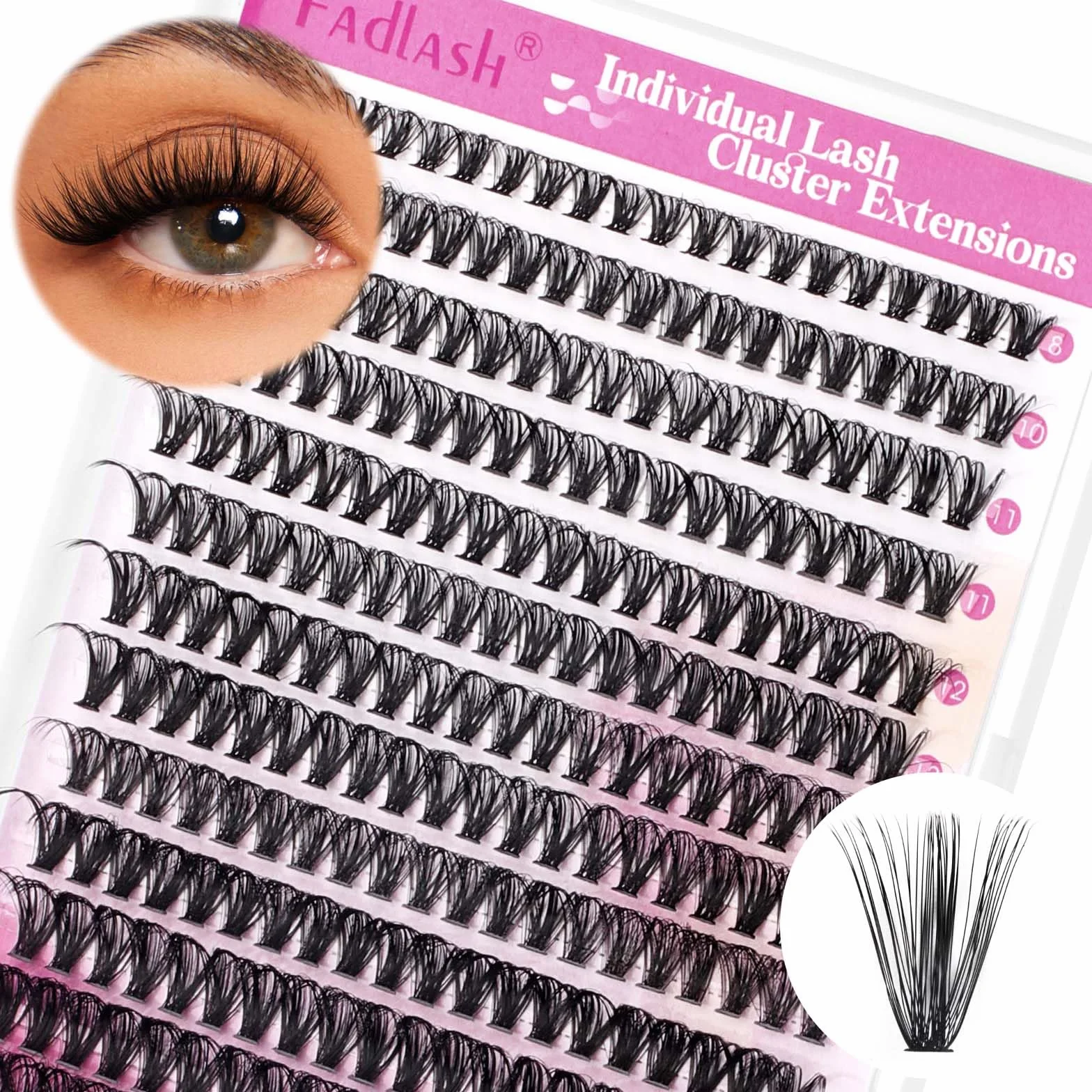 Fadlash Ciglia Finte Naturali Ciuffetti 0.07mm 40 Root D Curl 8-16mm 200pcs